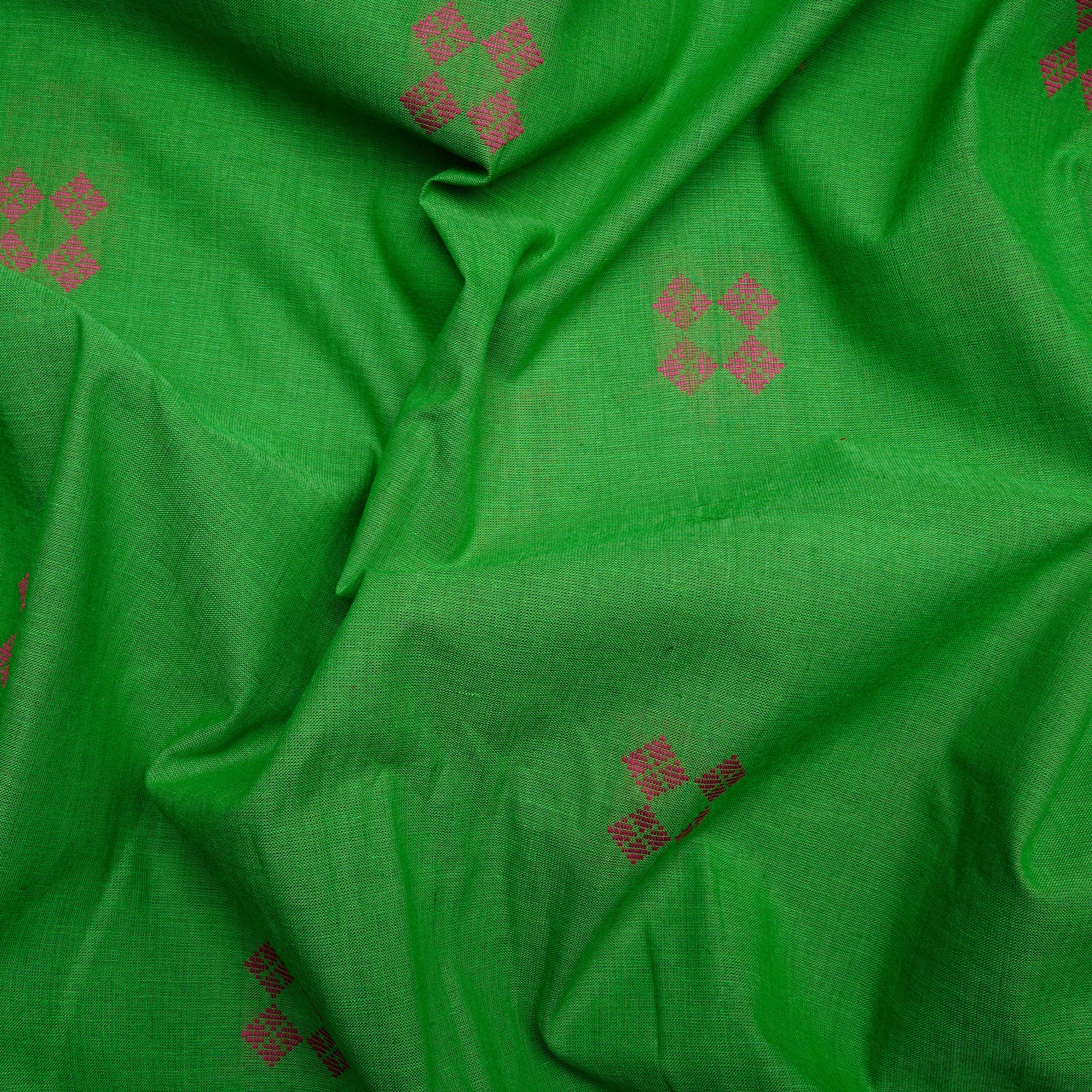 Classic Green Geometric Pattern Yarn Dyed Cutwork Fancy South Cotton Fabric