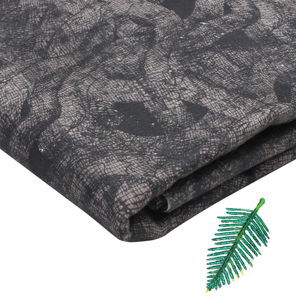 Black Color Digital Printed Matka Silk Fabric