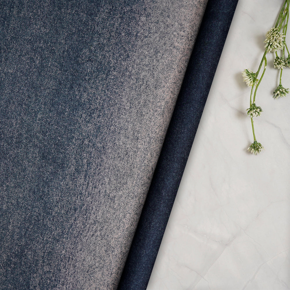 Off White-Blue Color Digital Printed Bemberg Satin Fabric