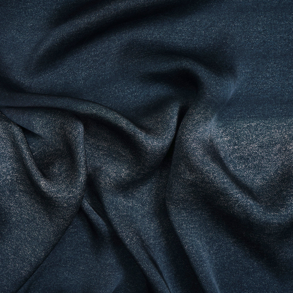 Off White-Blue Color Digital Printed Bemberg Satin Fabric