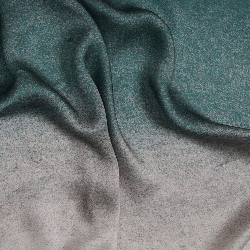 Beige-Green Color Digital Printed Bemberg Satin Fabric