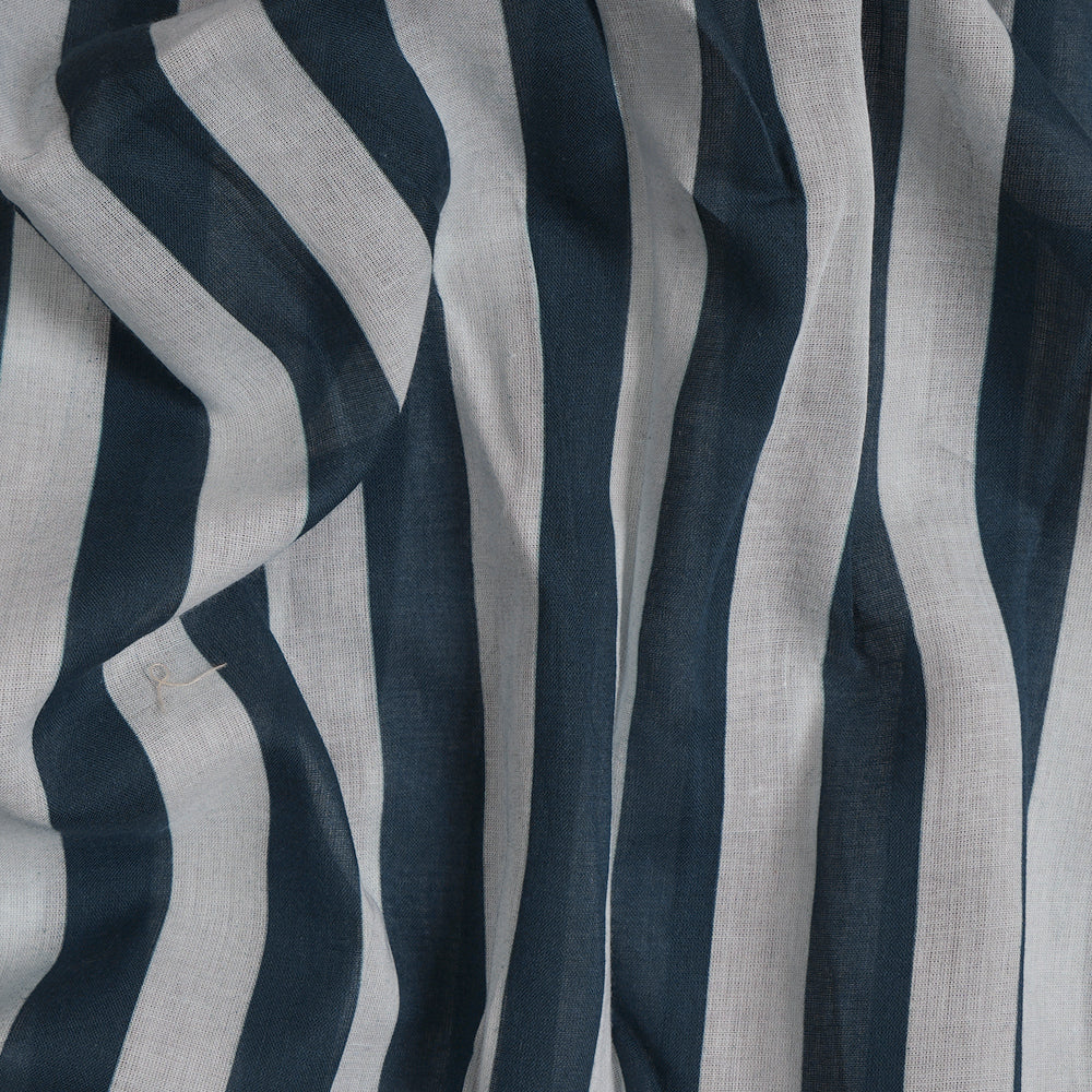 Teal-Off White Color Digital Printed Cotton Cambric Fabric