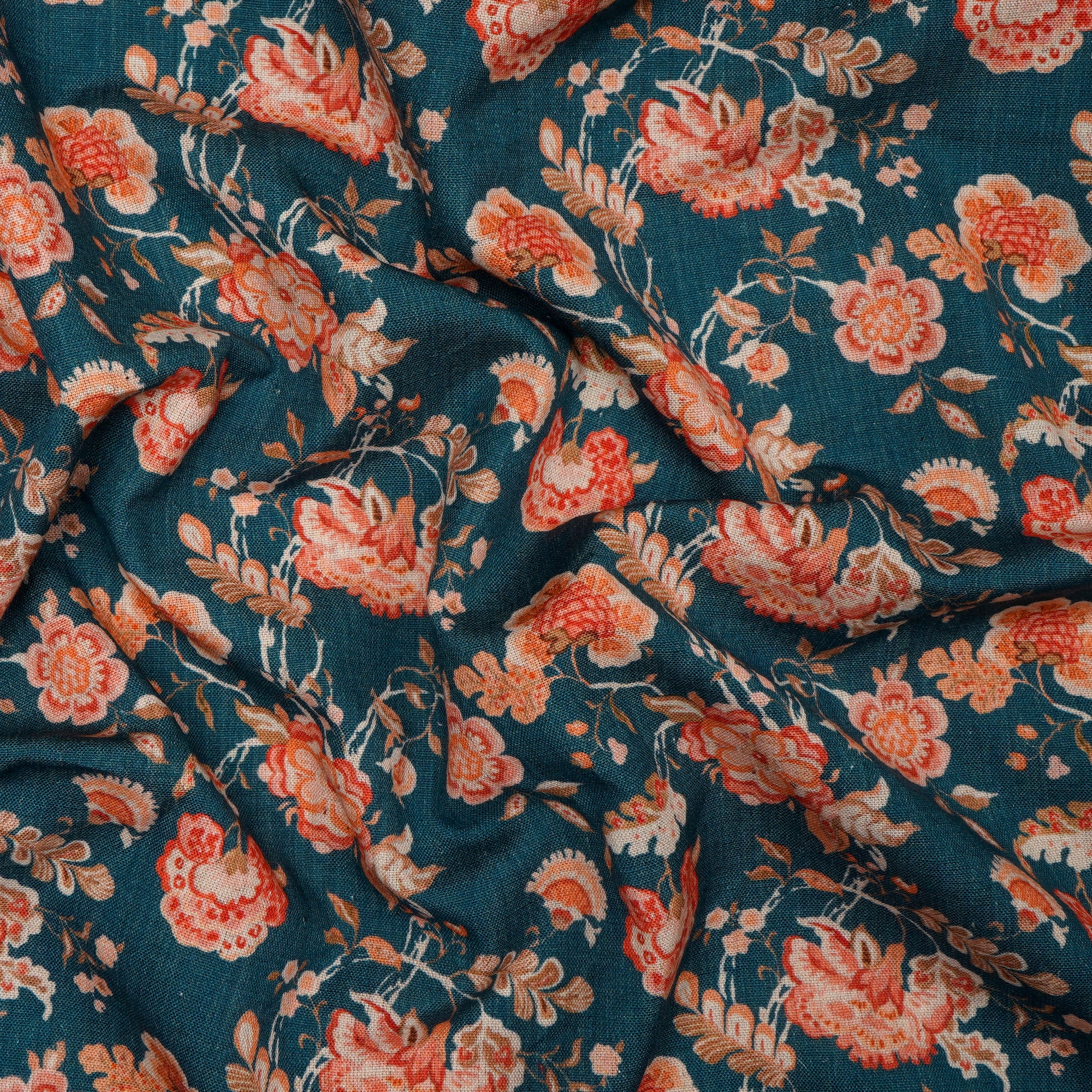 Multi Color Floral Pattern Digital Printed Cotton Fabric