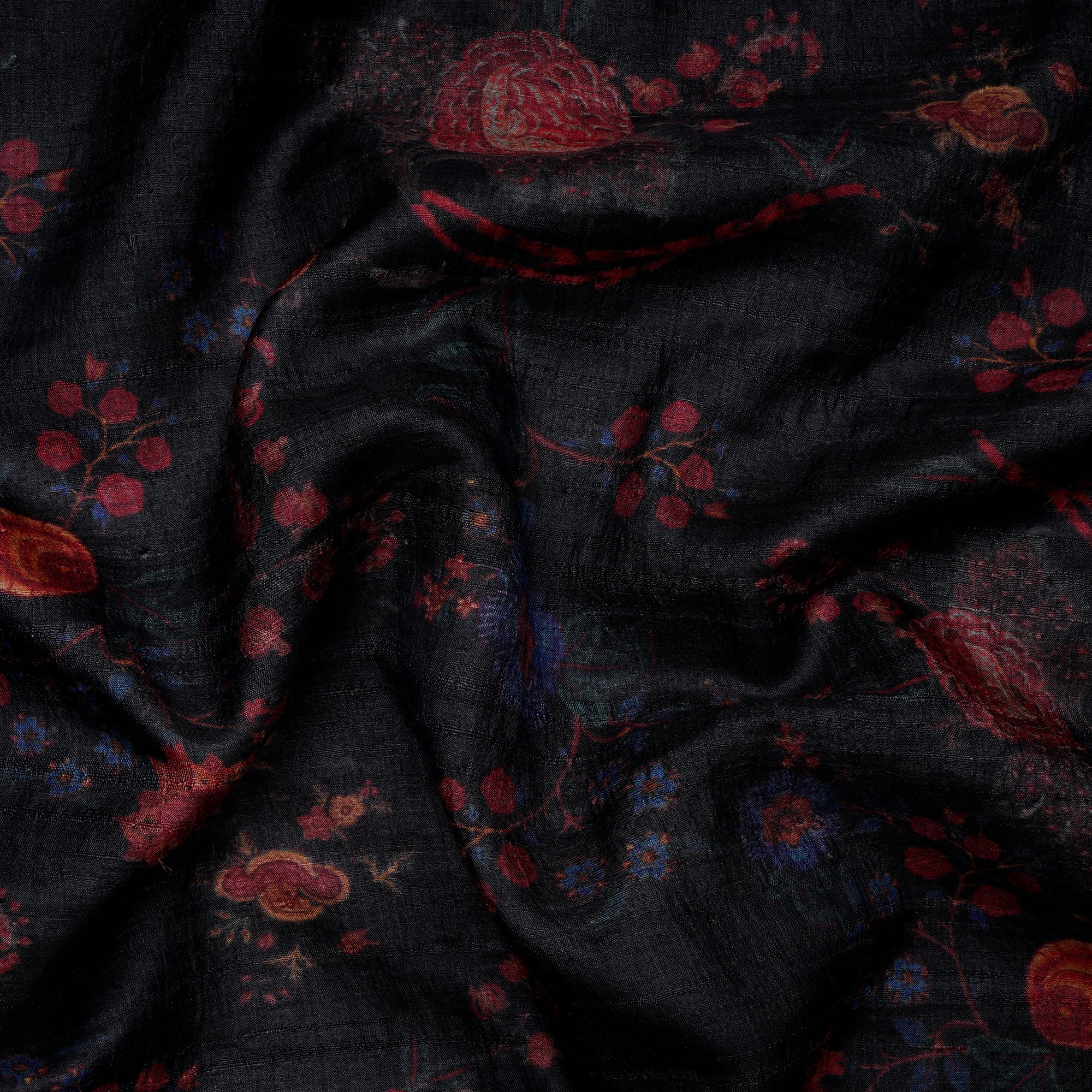 Multi Color Floral Pattern Digital Printed Silk Fabric