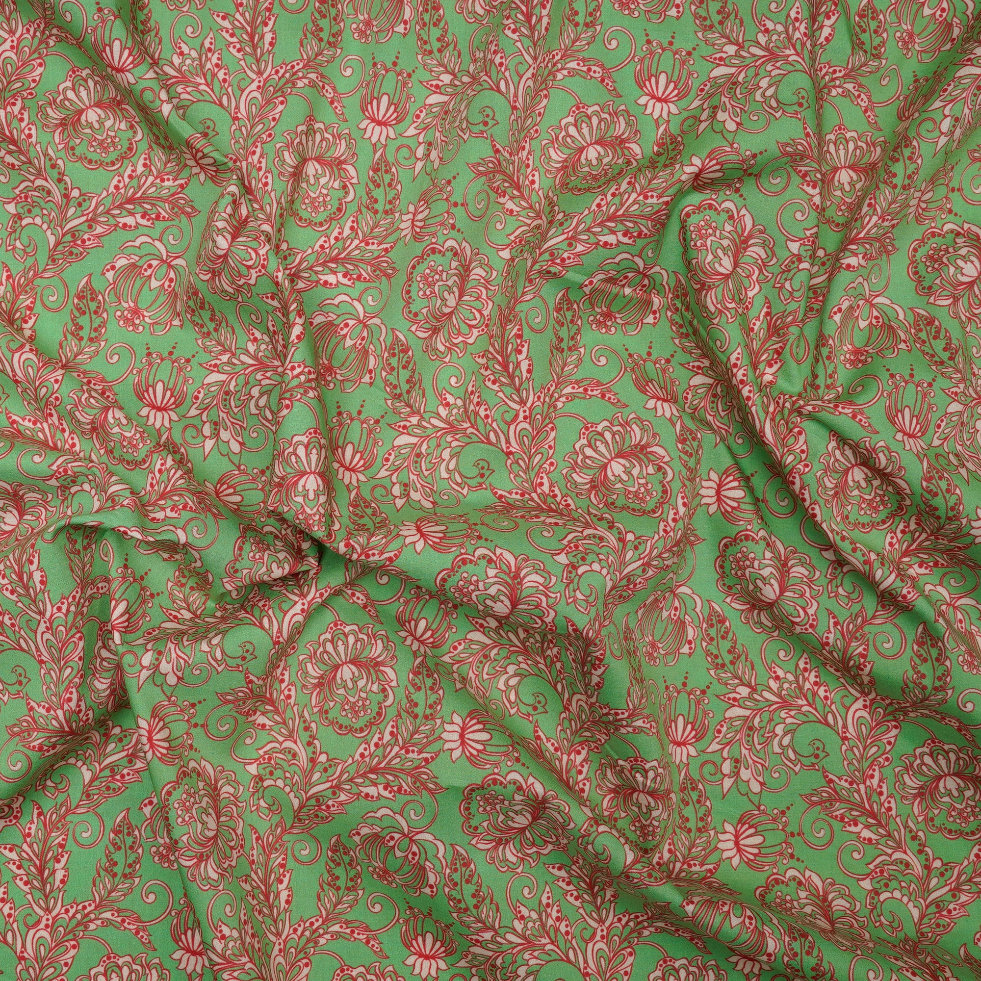 Aquamarine Green Color Digital Printed Cotton Tana Lawn Fabric