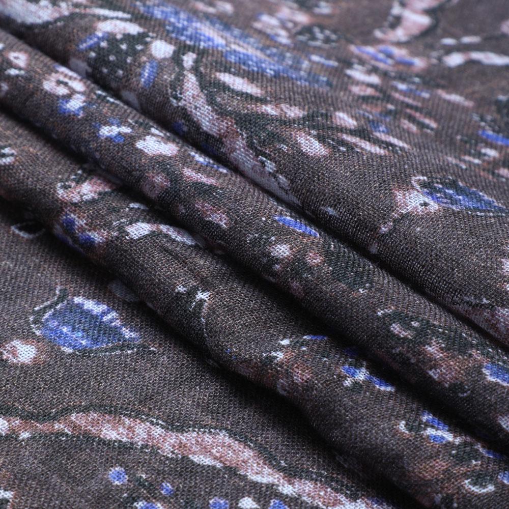 Brown-Blue Color Digital Printed Gauge Linen Fabric