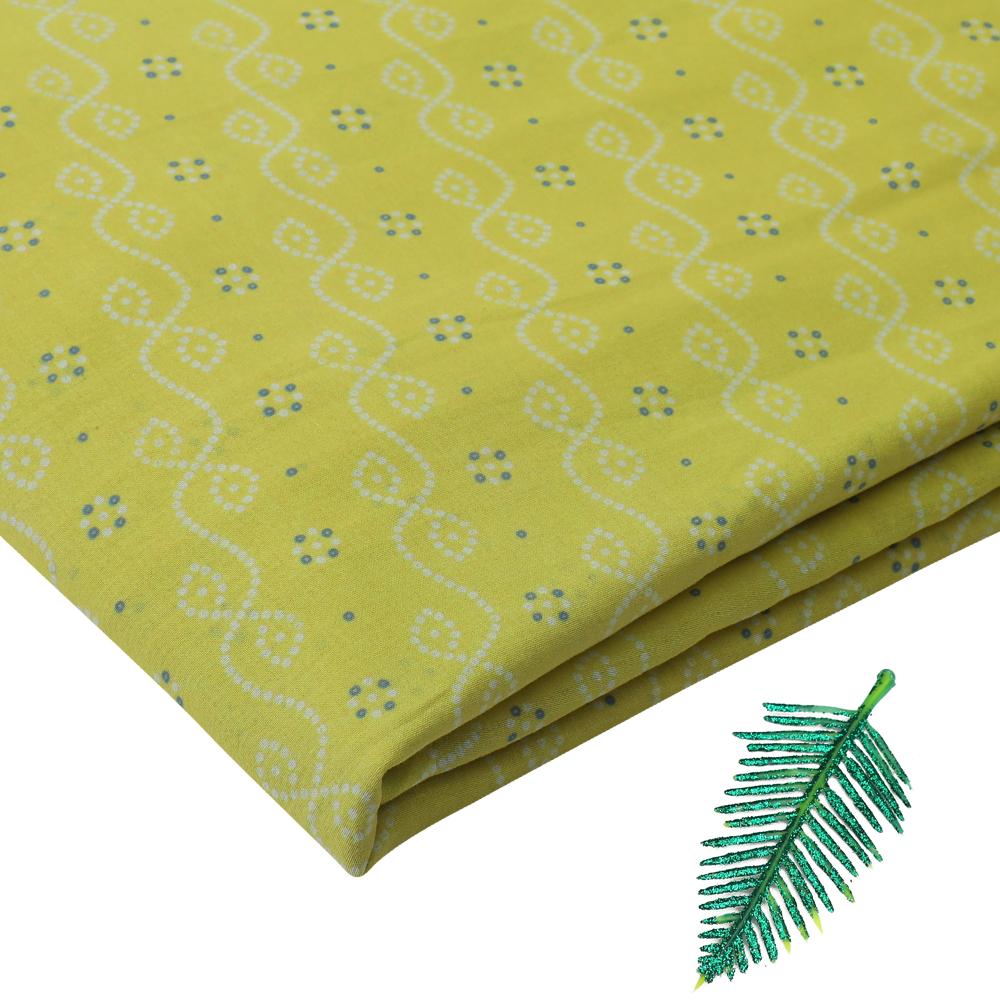 Yellow Color Digital Printed Pure Chanderi Fabric