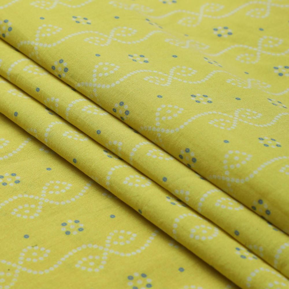 Yellow Color Digital Printed Pure Chanderi Fabric