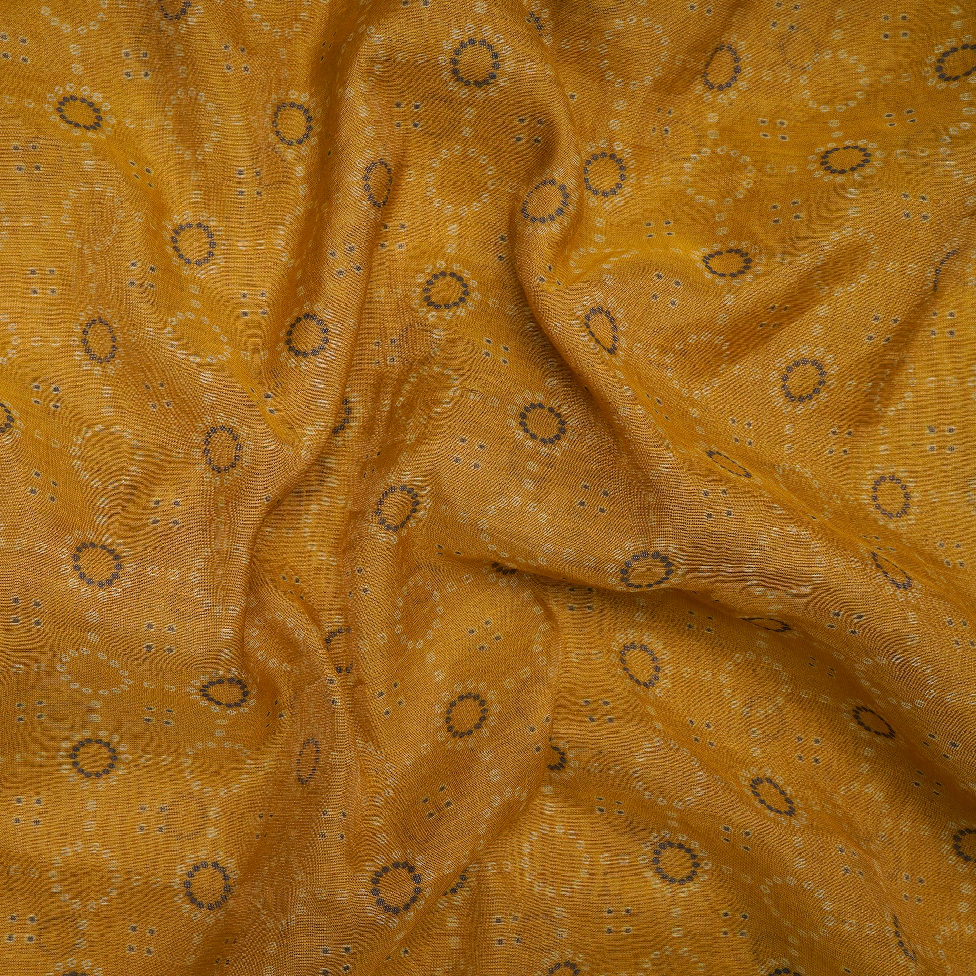 Mustard All Over Pattern Digital Printed Tissue Chanderi Fabric