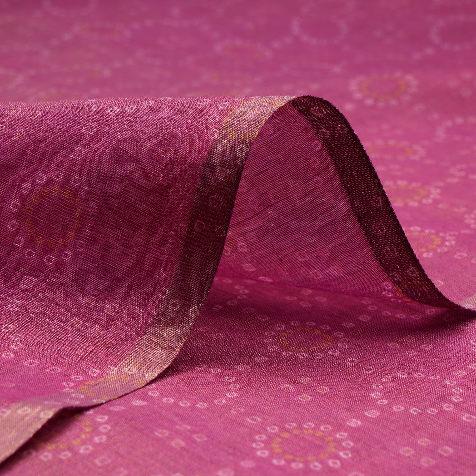 Cerise Pink Color Digital Printed Tissue Chanderi Fabric