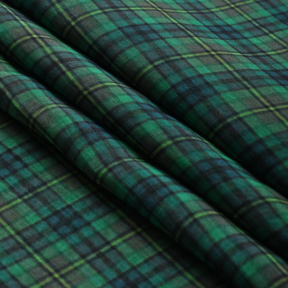 Green Color Digital Printed Pure Chanderi Fabric