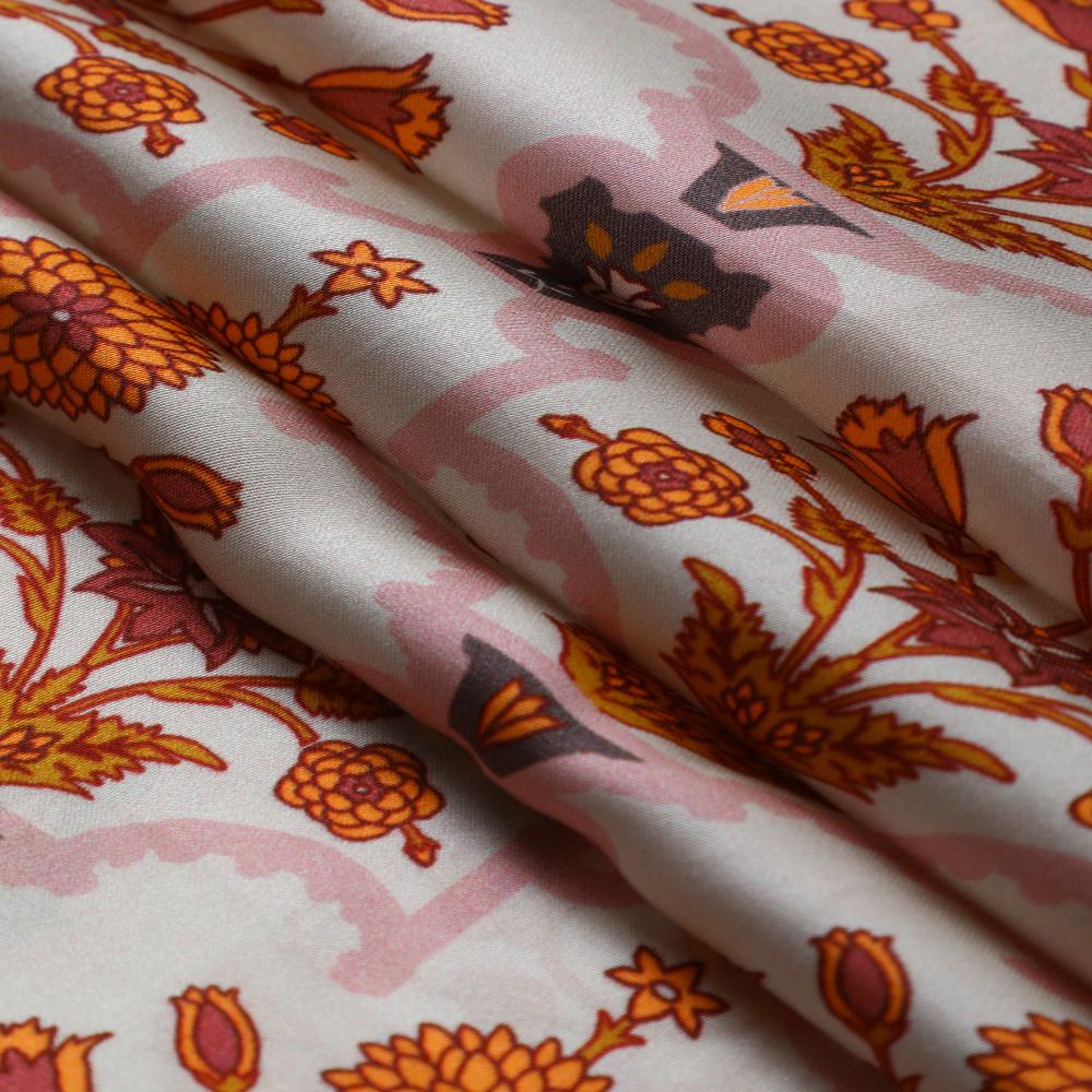 Multi Color Digital Printed Bemberg Satin Fabric
