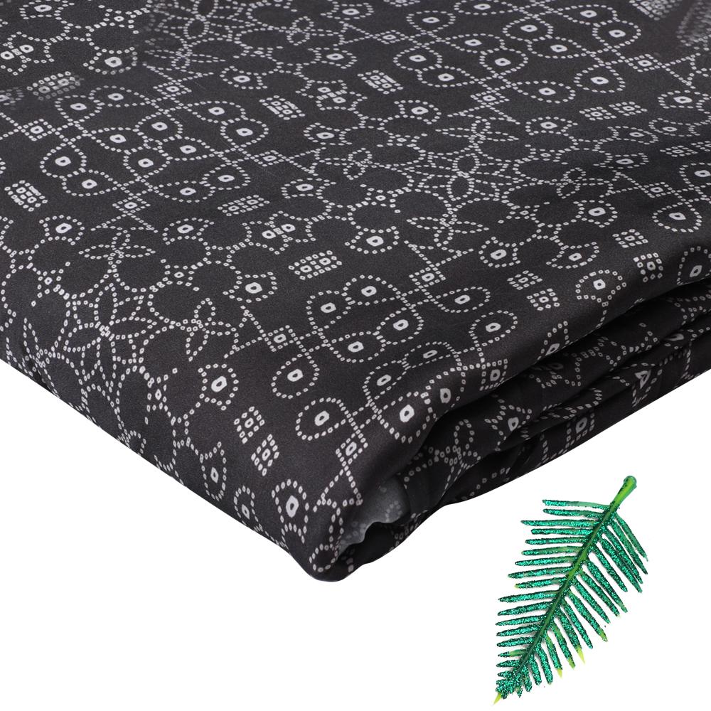 Dark olive Green Color Digital Printed Bemberg Satin Fabric