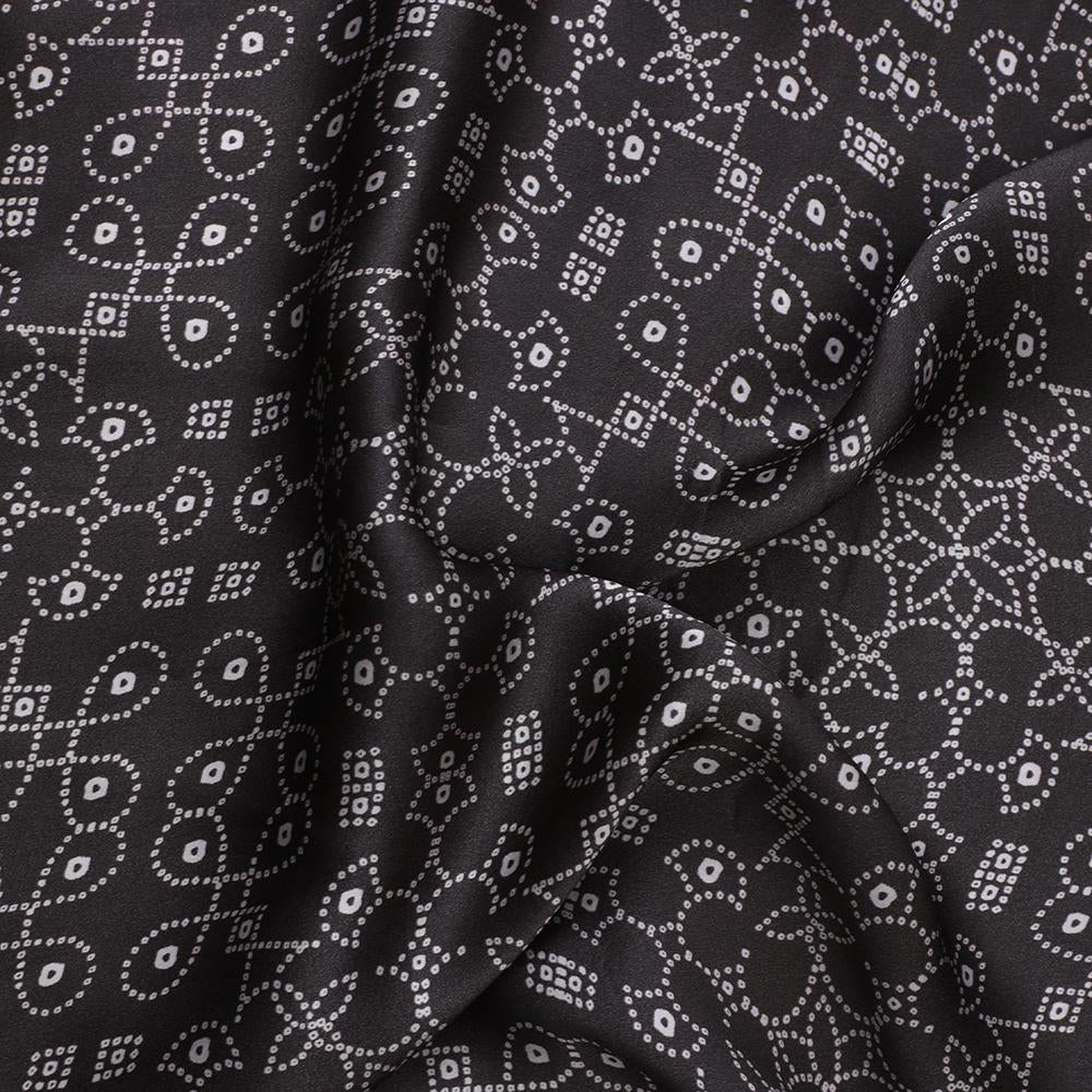 Dark olive Green Color Digital Printed Bemberg Satin Fabric