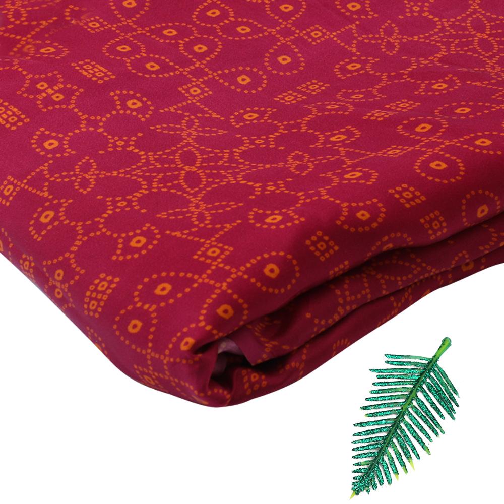 Pink-Orange Color Digital Printed Bemberg Satin Fabric