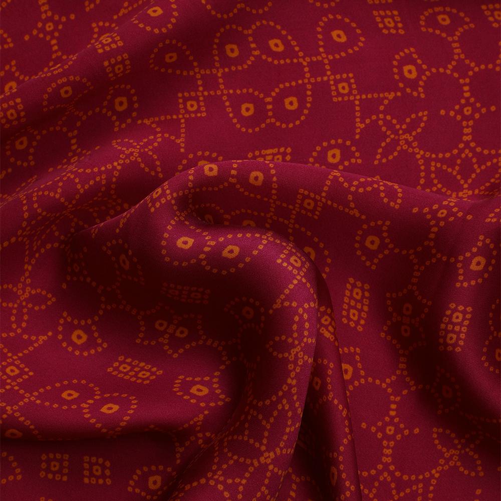 Pink-Orange Color Digital Printed Bemberg Satin Fabric