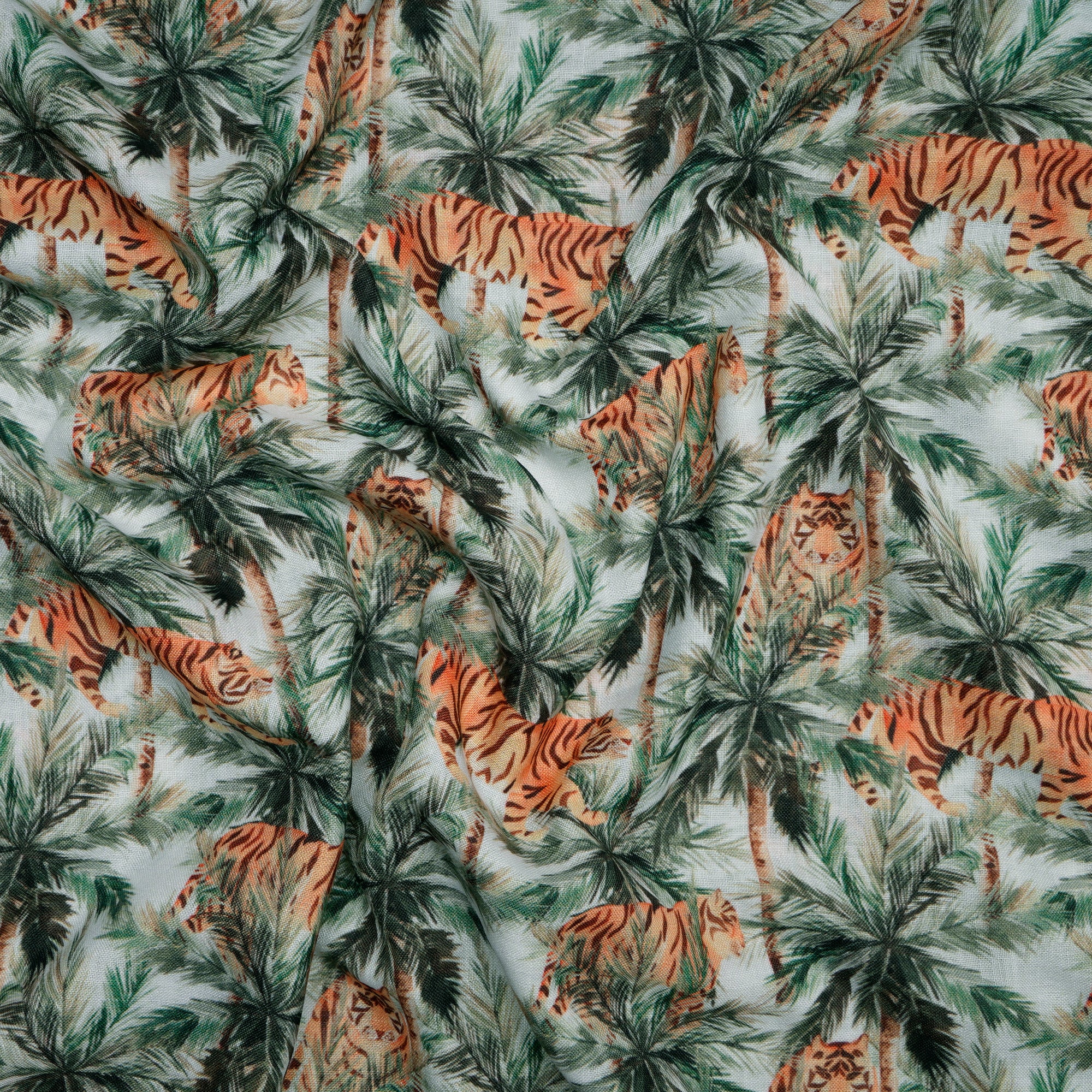 Multi Color Animal Pattern Digital Printed Polyester Linen Fabric