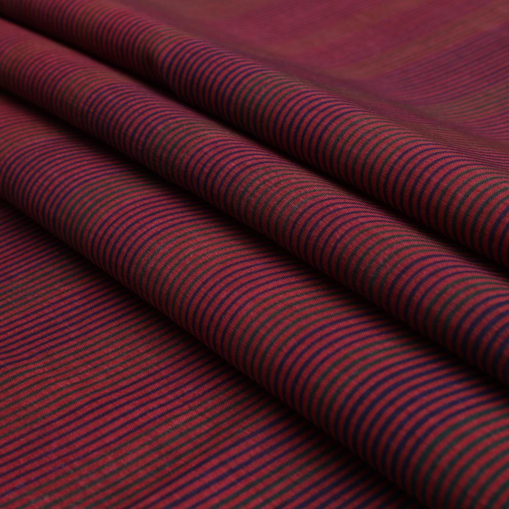 Red and Blue Color Digital Printed Pure Chanderi Fabric