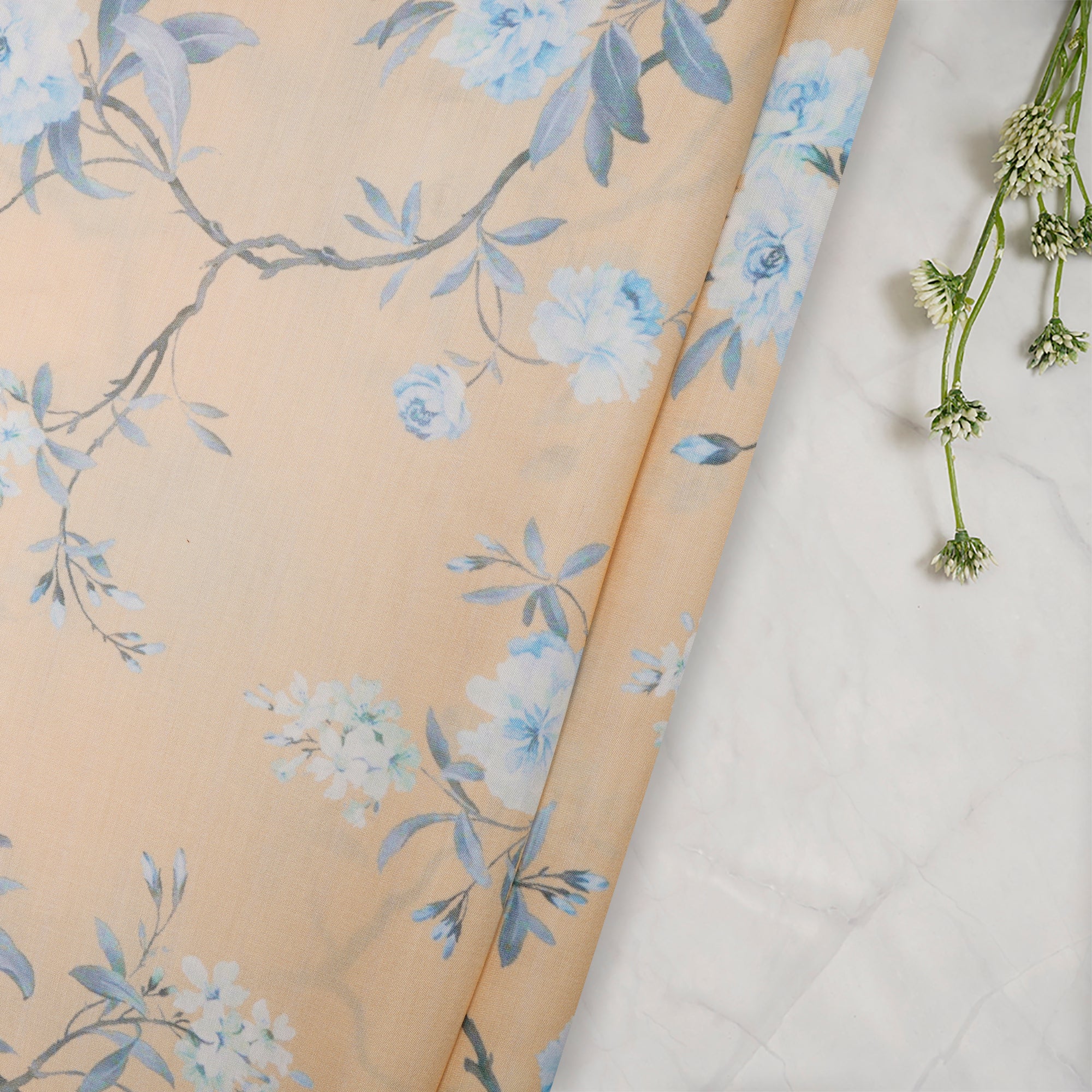 Multi Color Floral Pattern Digital Printed Polyester Muslin Fabric