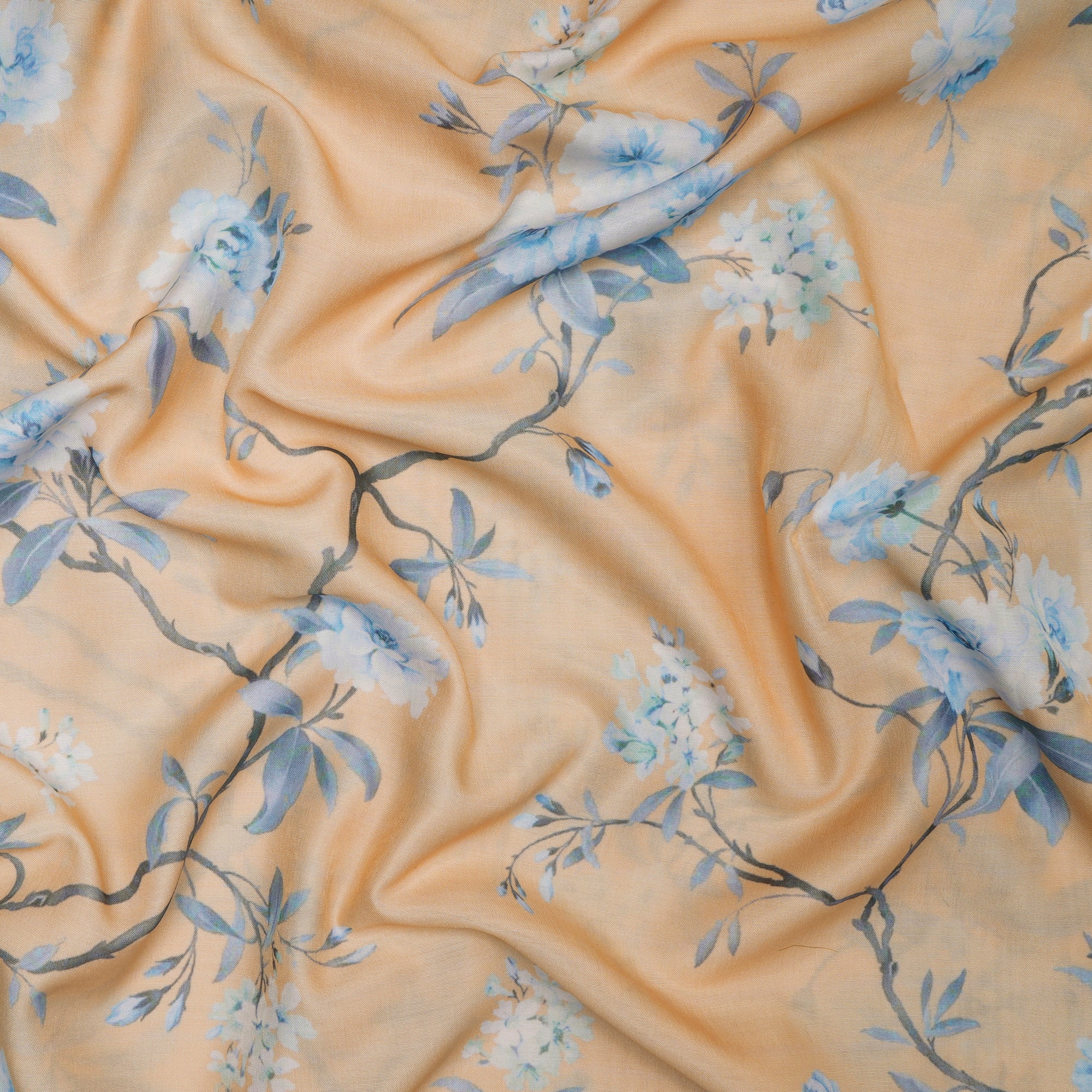 Multi Color Floral Pattern Digital Printed Polyester Muslin Fabric
