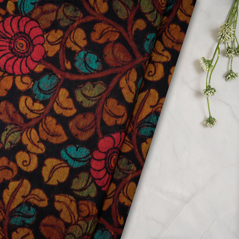 Multi Color Digital Printed Pure Chanderi Fabric