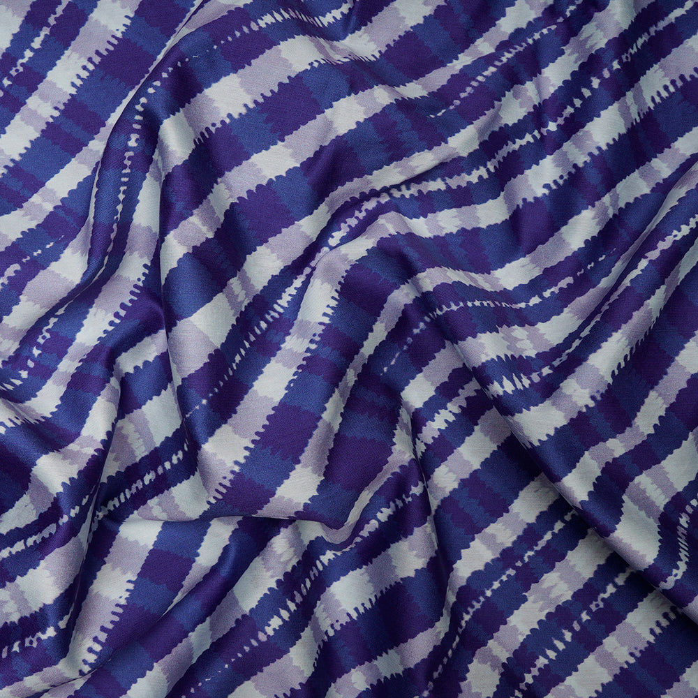 Blue-White Color Digital Printed Chanderi Fabric