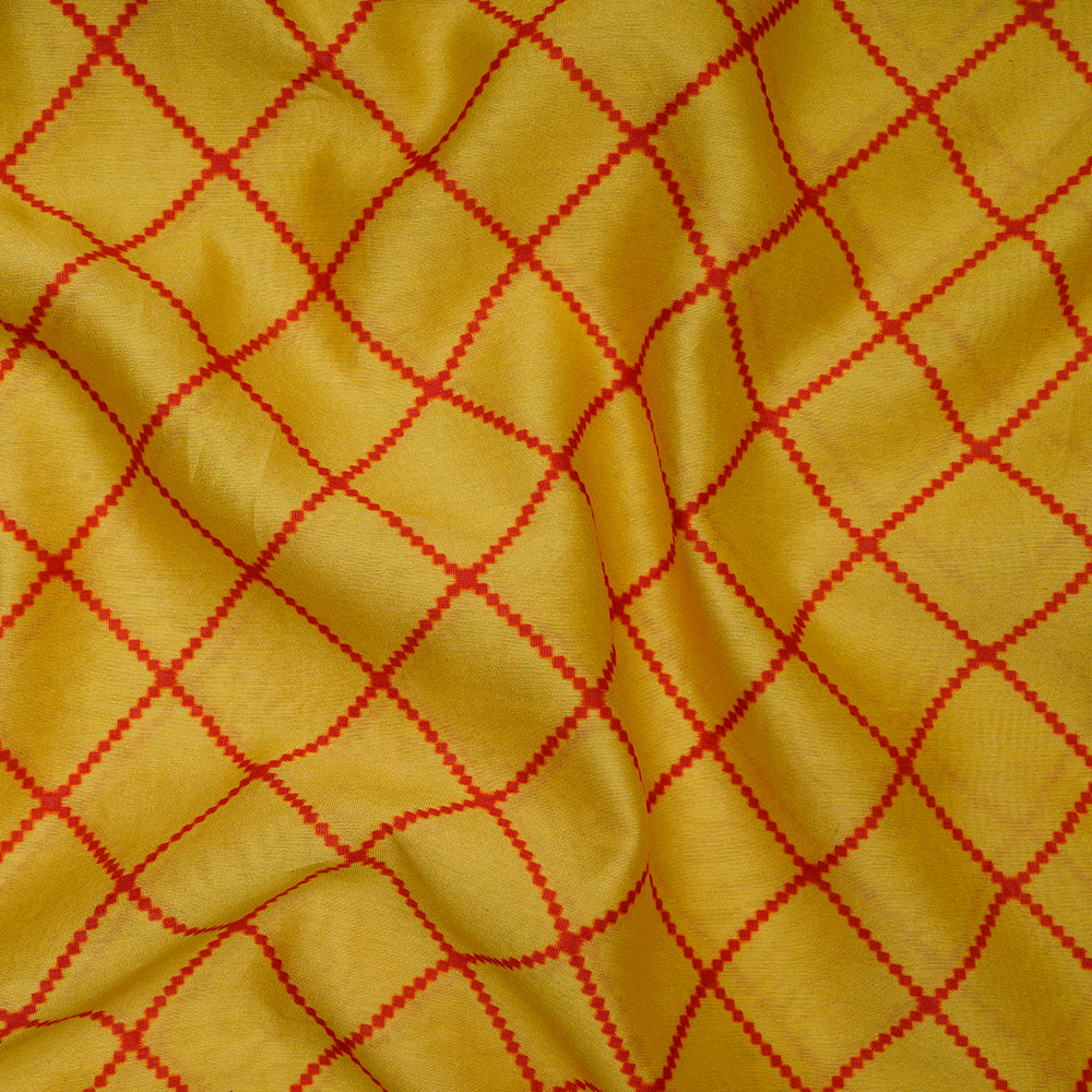 Yellow Color Digital Printed Pure Chanderi Fabric