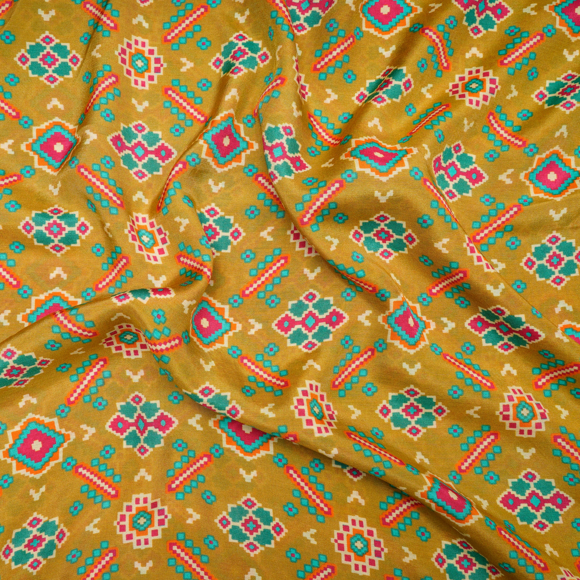 Dark Mustard Color Digital Printed Viscose Fabric