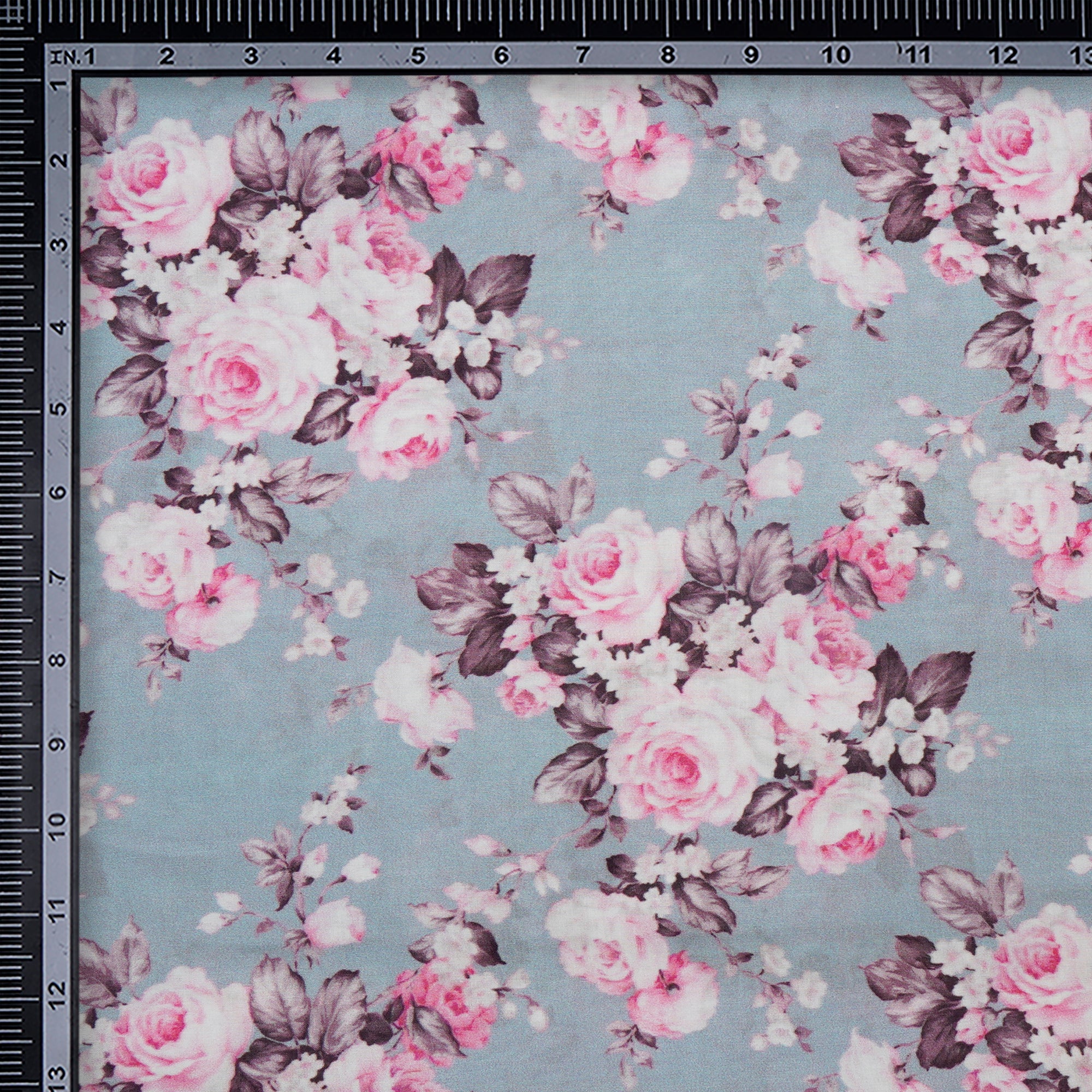 Sky Blue Floral Pattern Digital Printed Modal Fabric