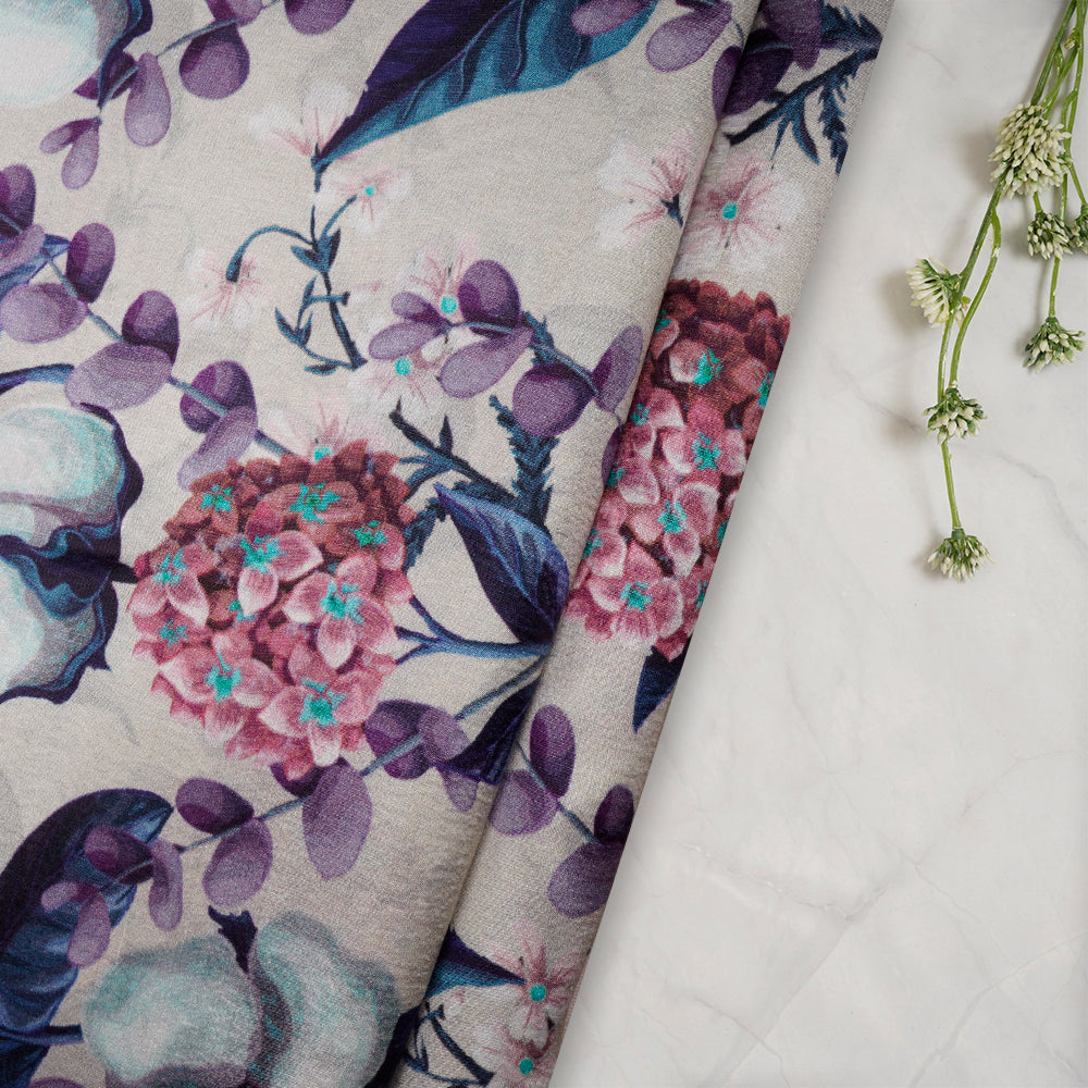 Multi Color Digital Printed Dupion Silk Fabric