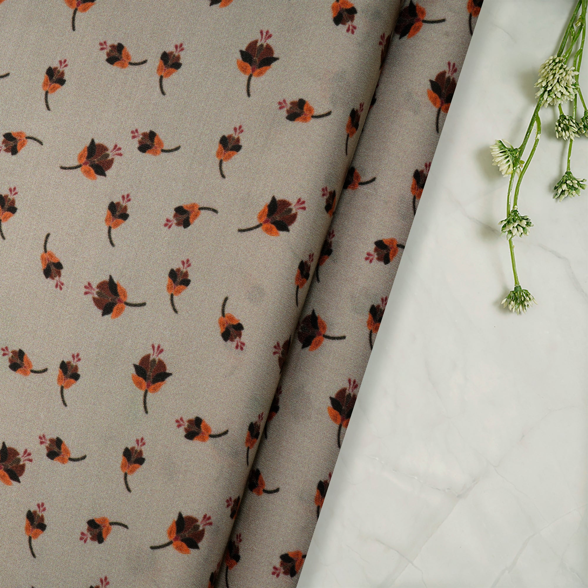 Dust Color Digital Printed Modal Satin Fabric