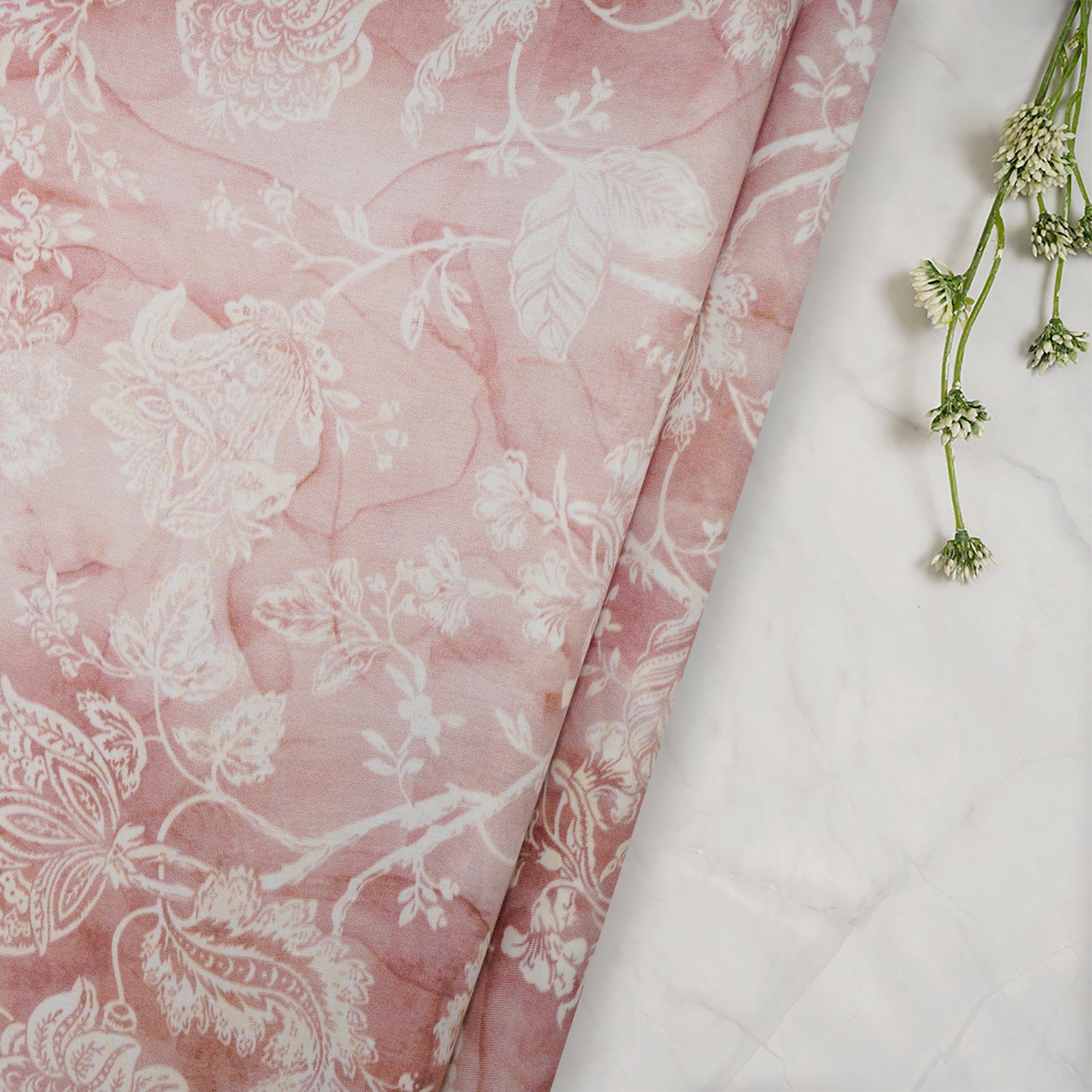 Light Brown Floral Pattern Digital Printed Modal Fabric
