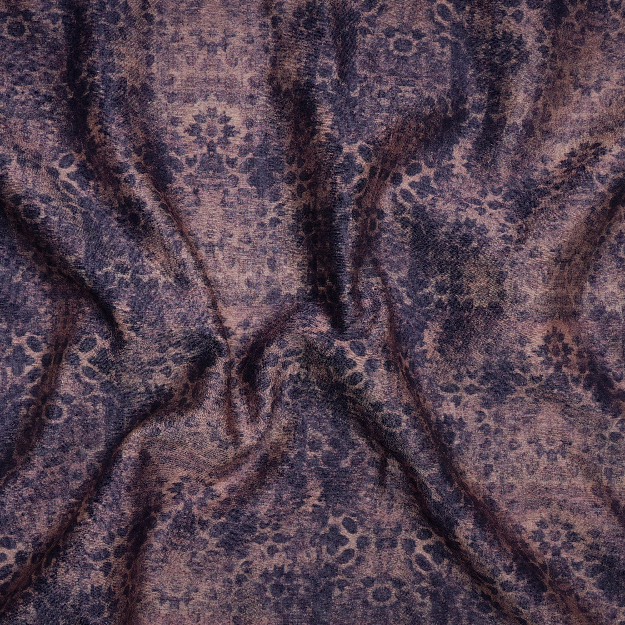 Purple Abstract Pattern Digital Print Pure Chanderi Fabric