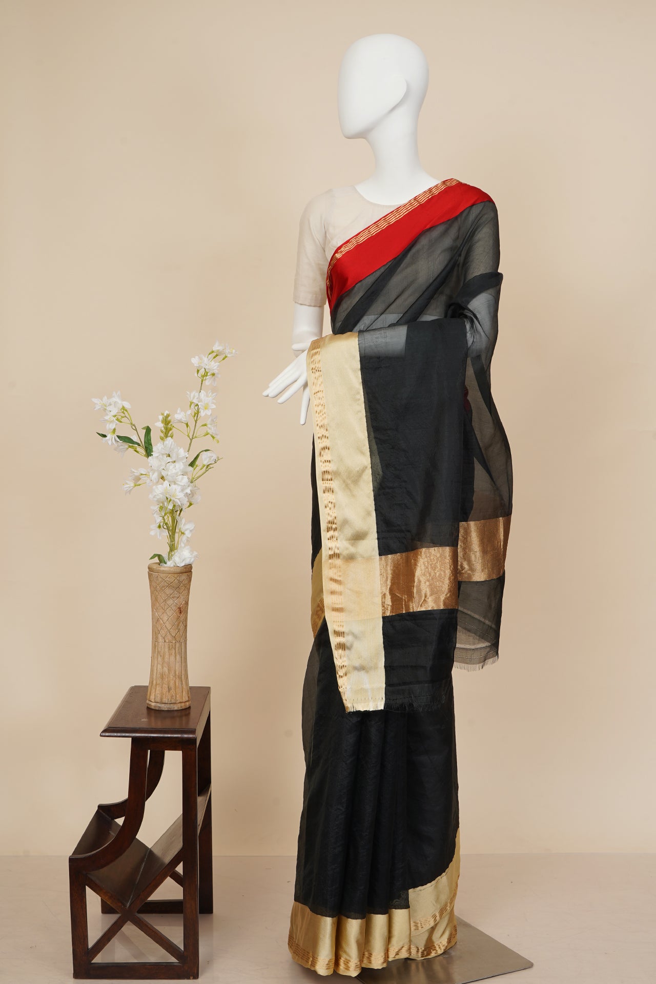 Black Color Handwoven Pure Silk Saree