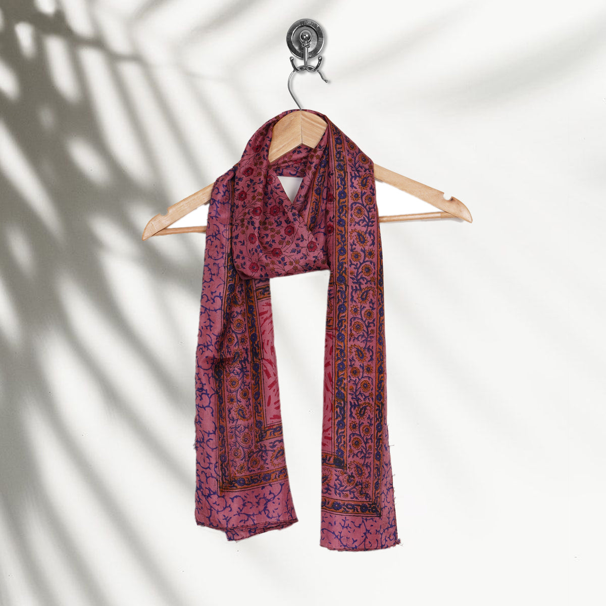 Dull Pink Color Printed Mulberry Silk Stole