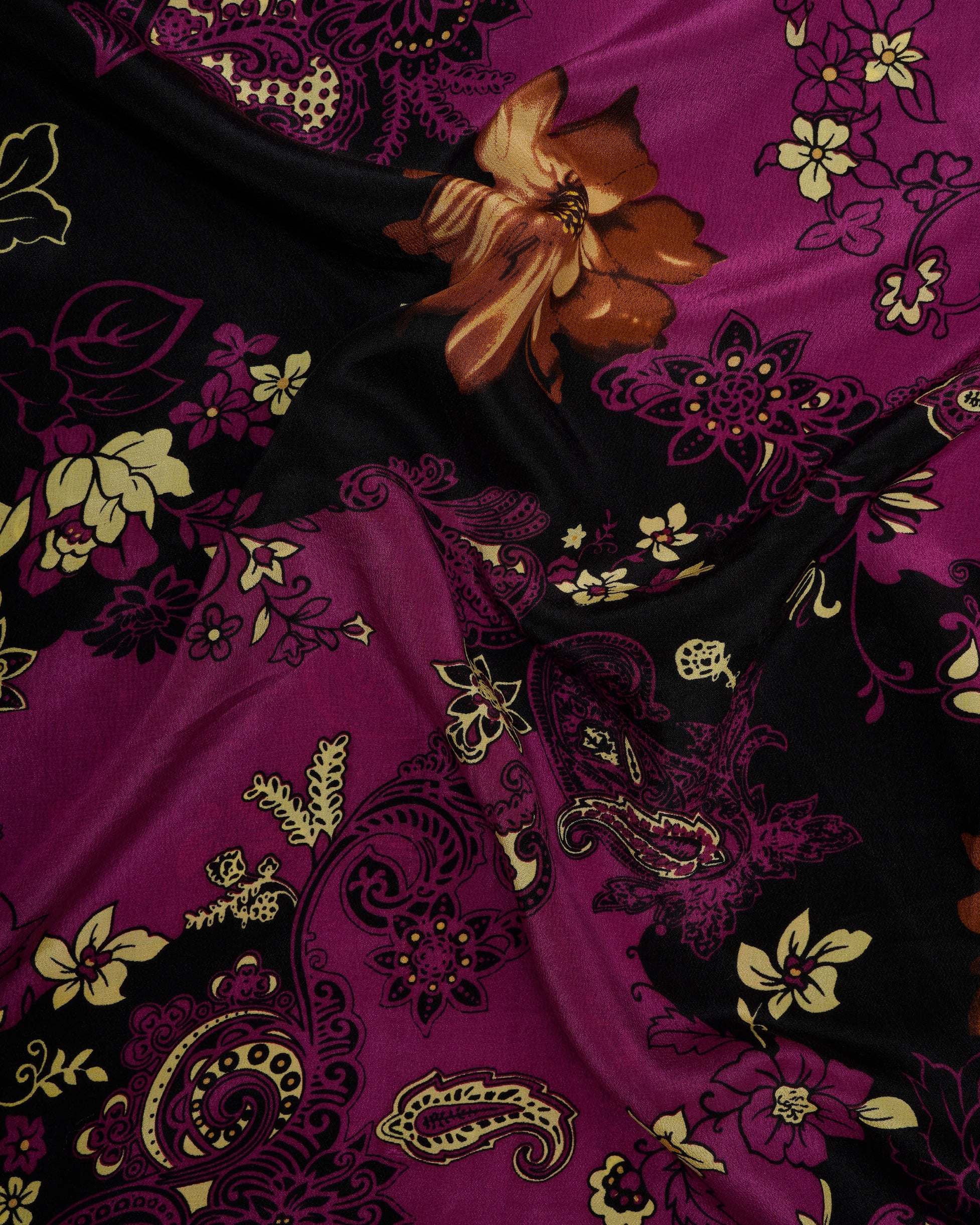 Multi Color Printed Silk Stole with Tassels