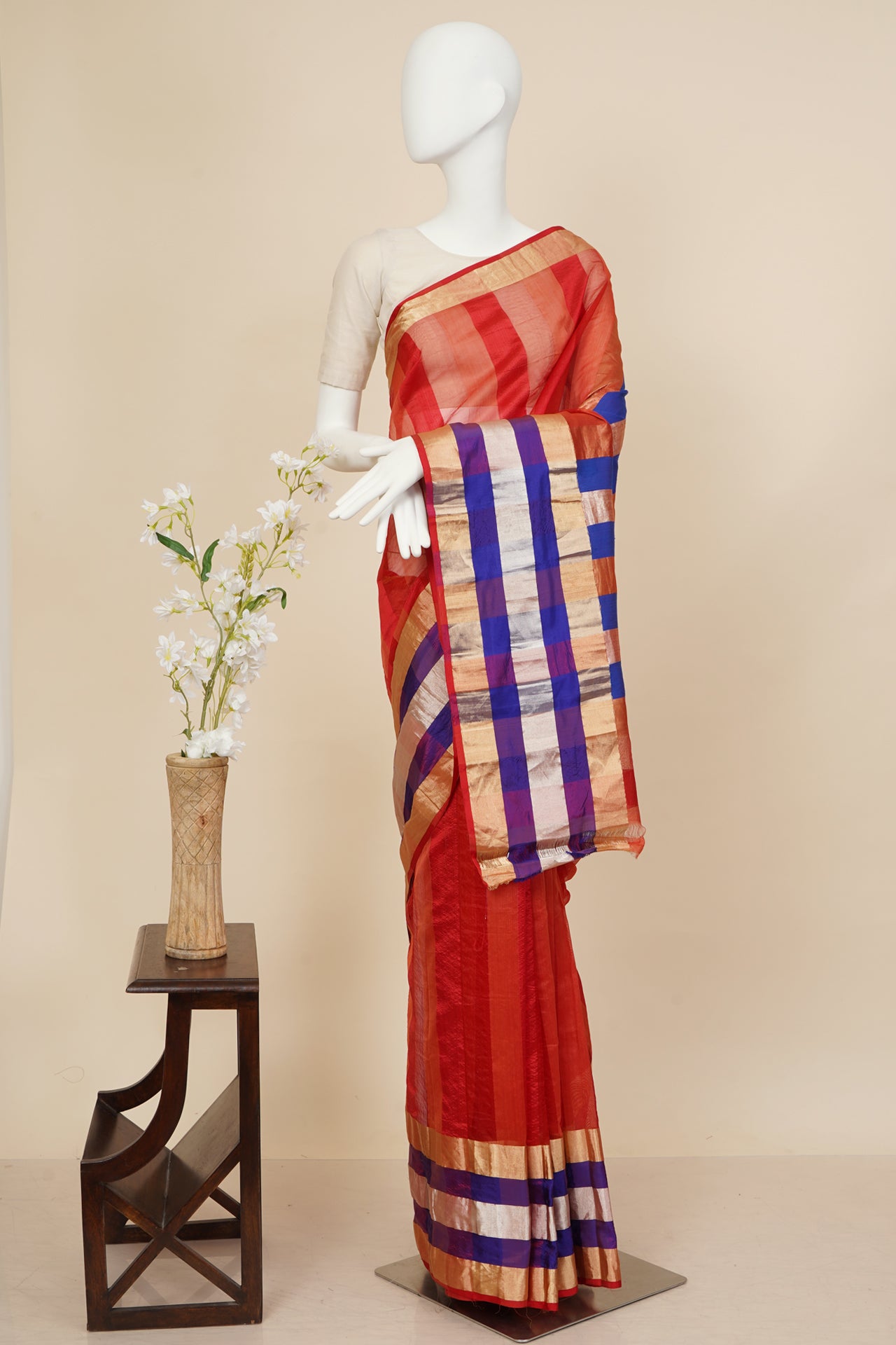 Multi Color Handwoven Kadwa Boota Pure Banarasi Silk Saree with Blouse Piece