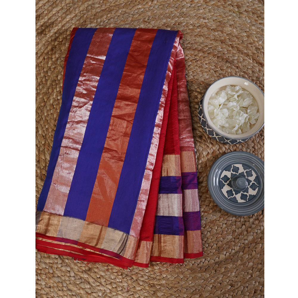 Multi Color Handwoven Kadwa Boota Pure Banarasi Silk Saree with Blouse Piece