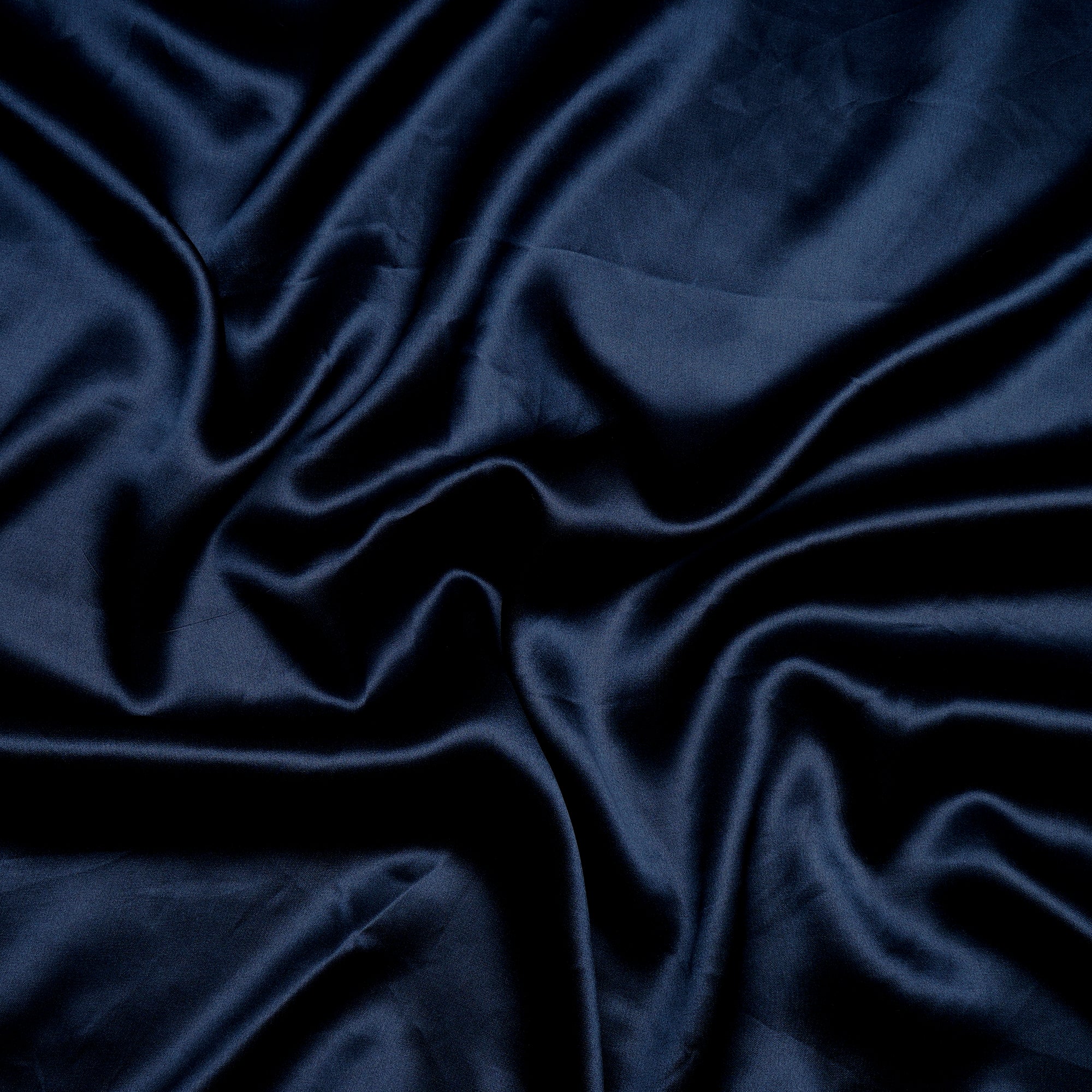 Navy Peony Color Piece Dyed Satin Silk Fabric