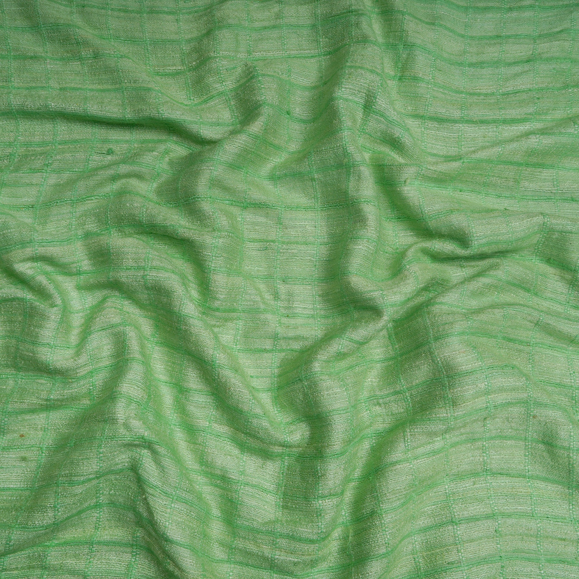 Pastel Green Check Pattern Jacquard Noile Silk Fabric