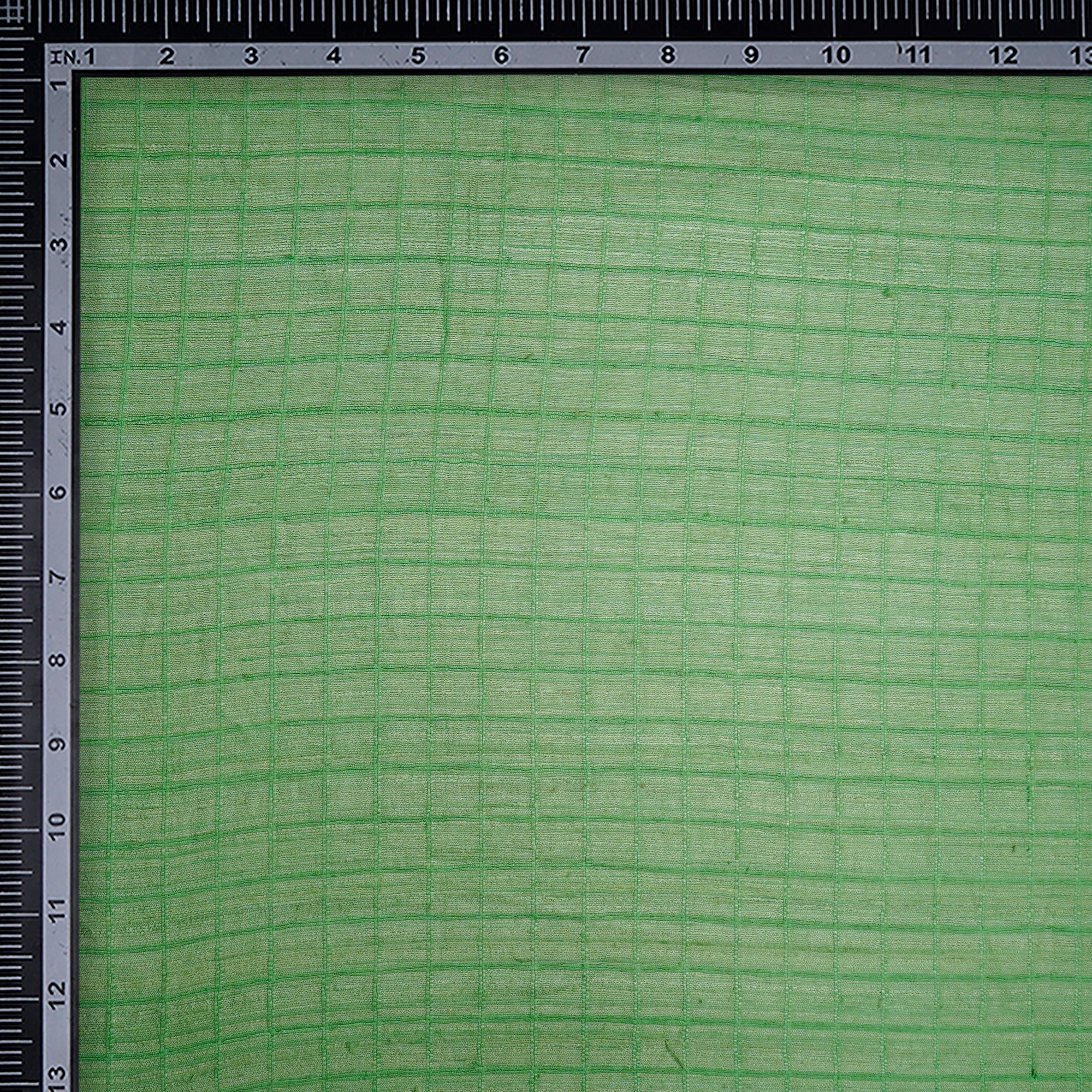 Pastel Green Check Pattern Jacquard Noile Silk Fabric