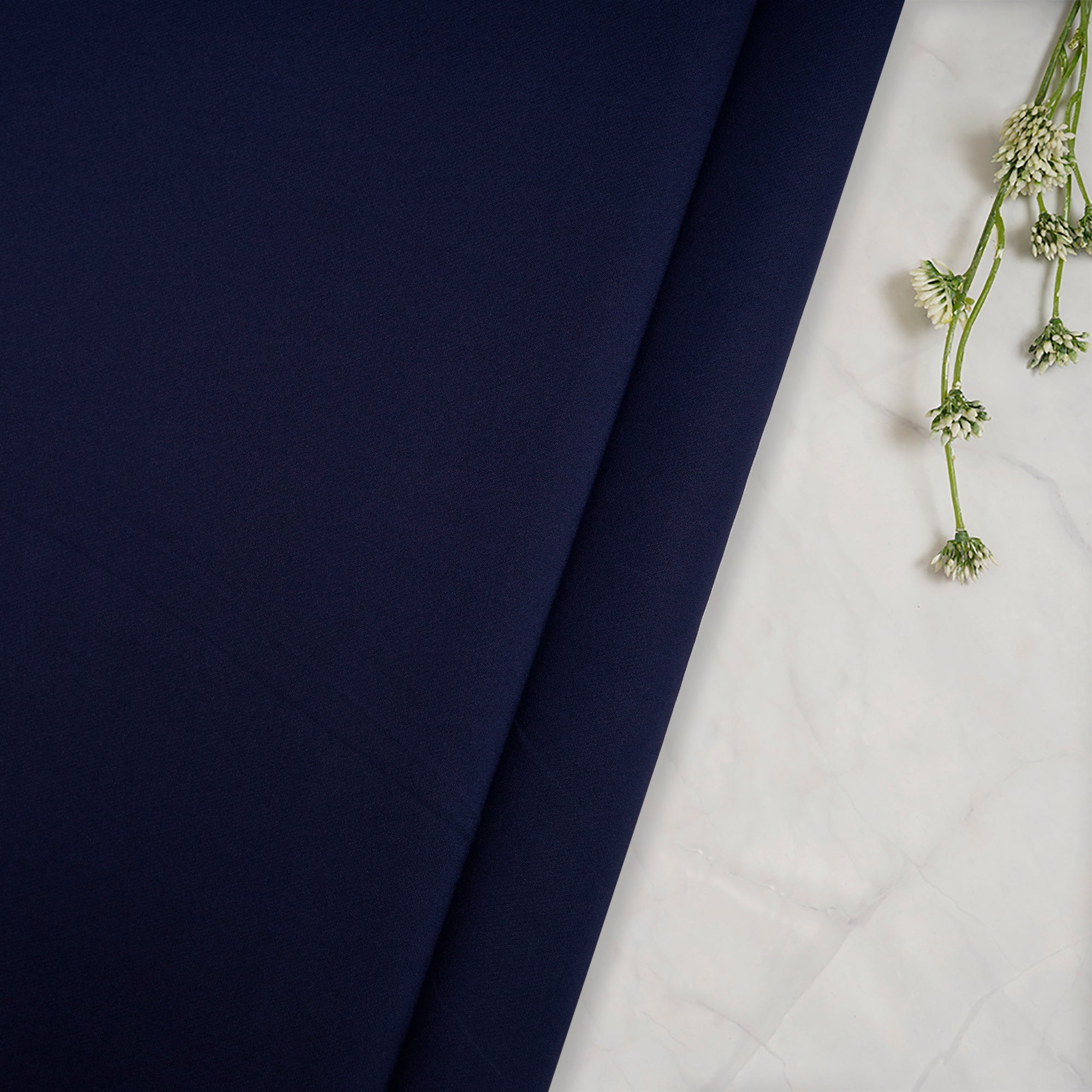 Navy Blue Solid Dyed Imported Banana Crepe Fabric (60" Width)