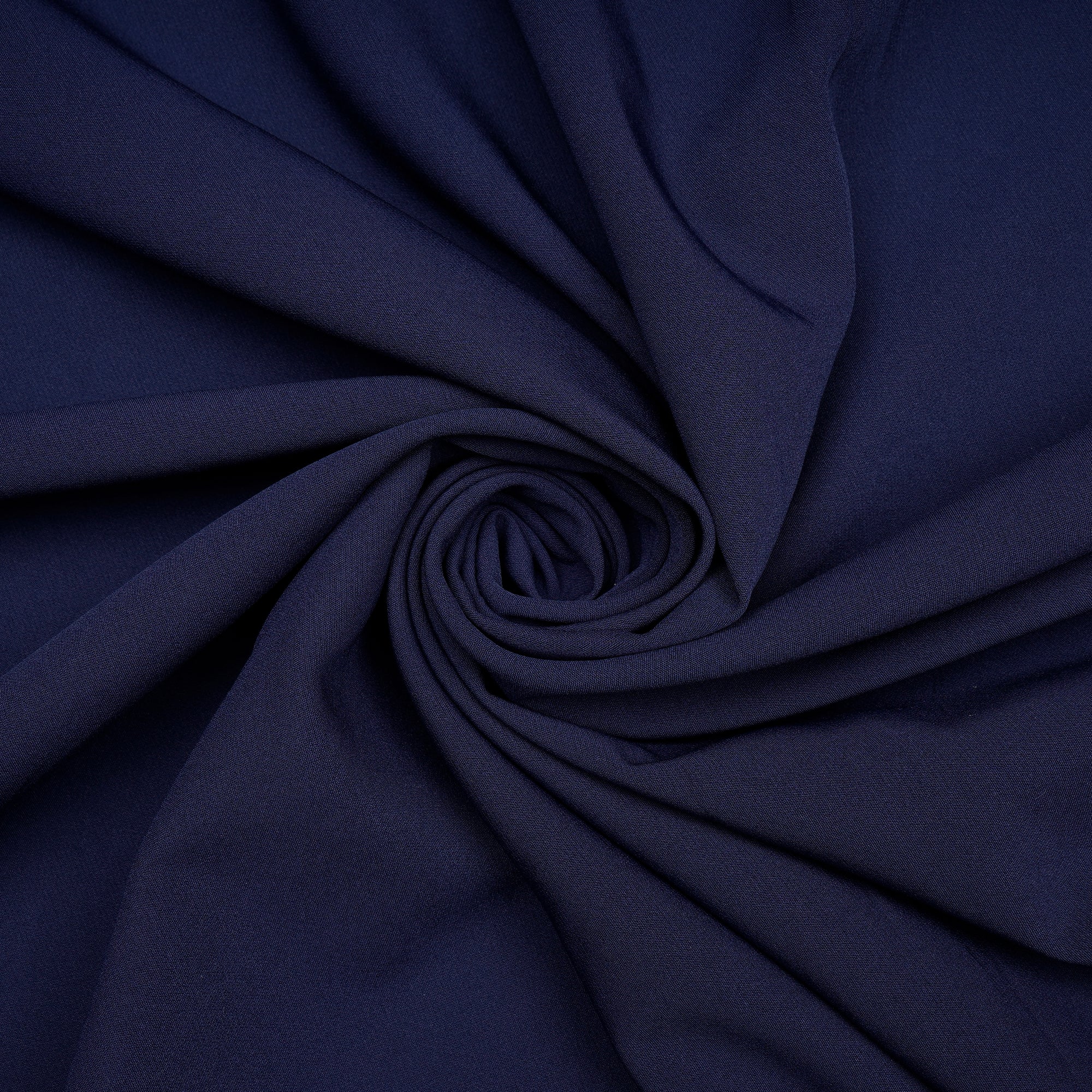 Navy Blue Solid Dyed Imported Banana Crepe Fabric (60" Width)