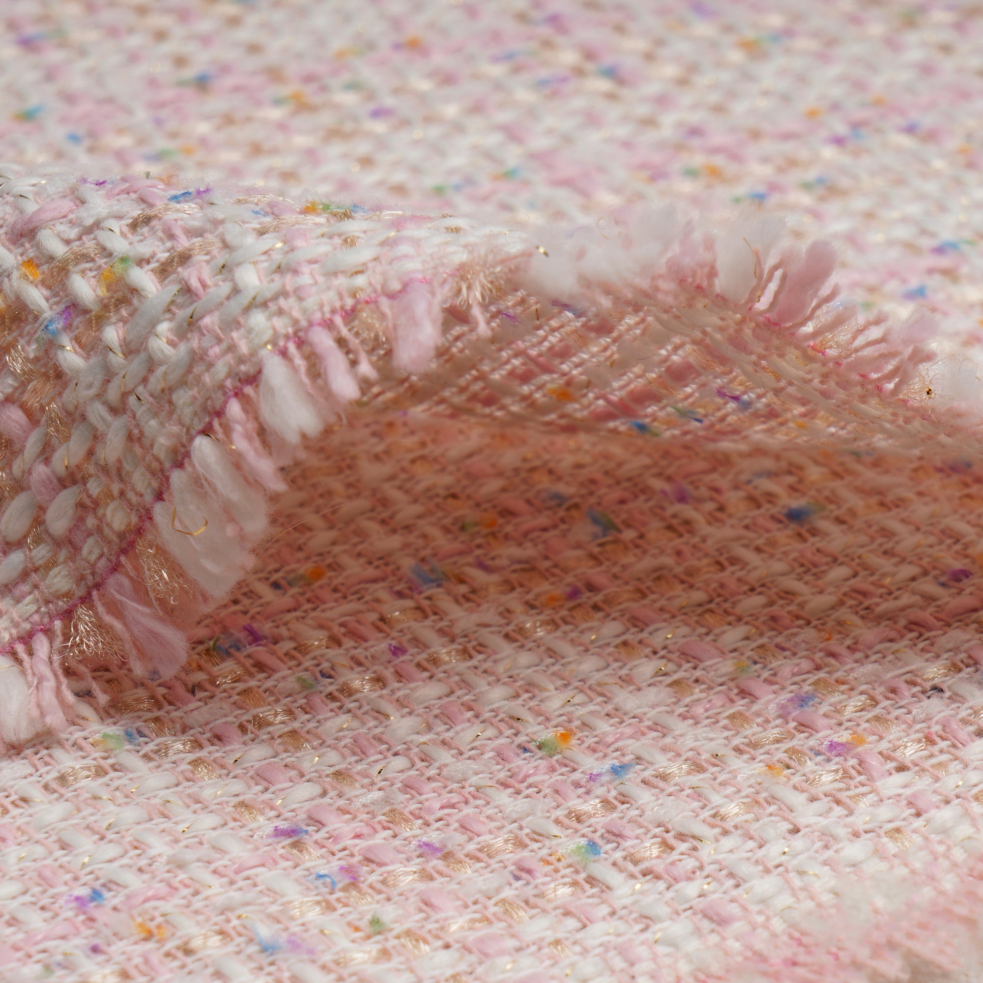 Pink Premium Shimmer Imported Tweed Fabric (60" Width)