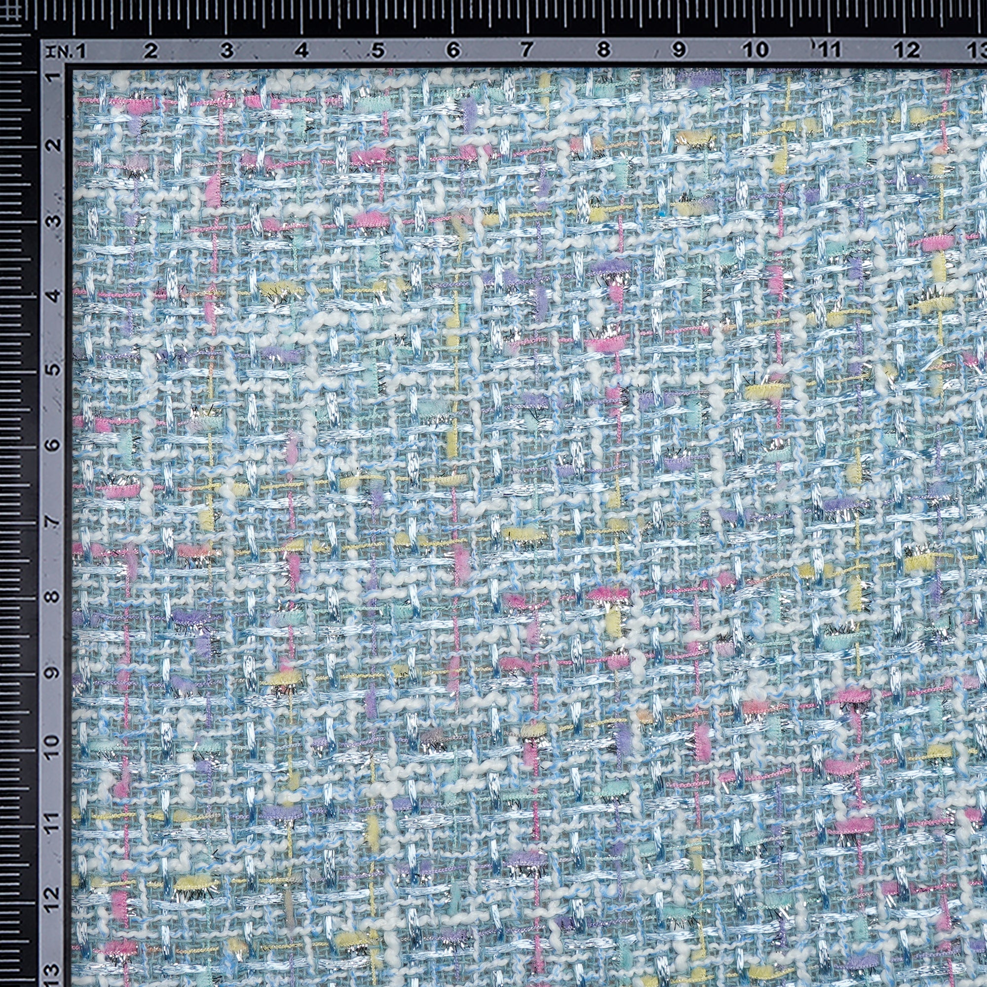 Sky Blue Premium Shimmer Imported Tweed Fabric (60" Width)