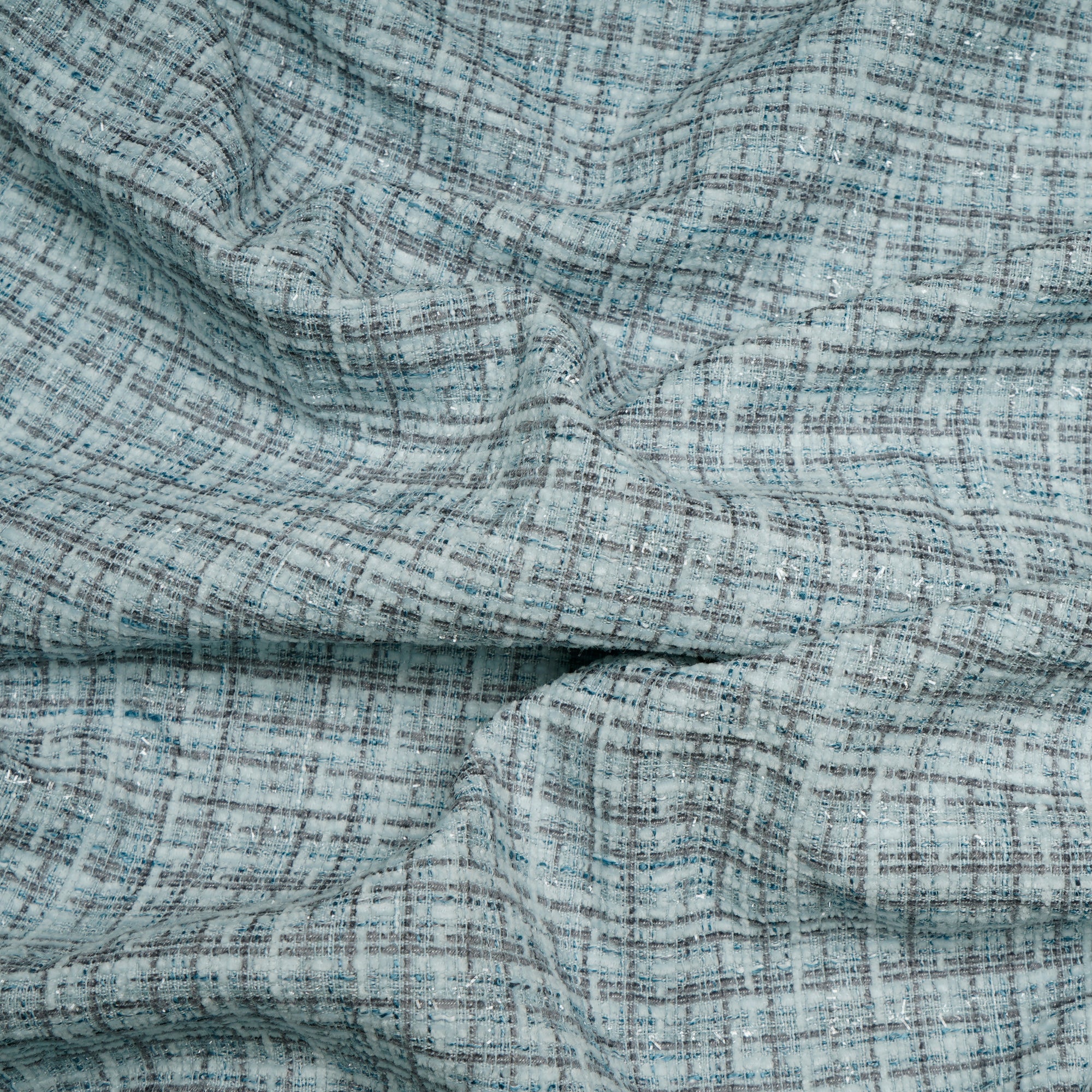 Blue-Grey Premium Shimmer Imported Tweed Fabric (60" Width)