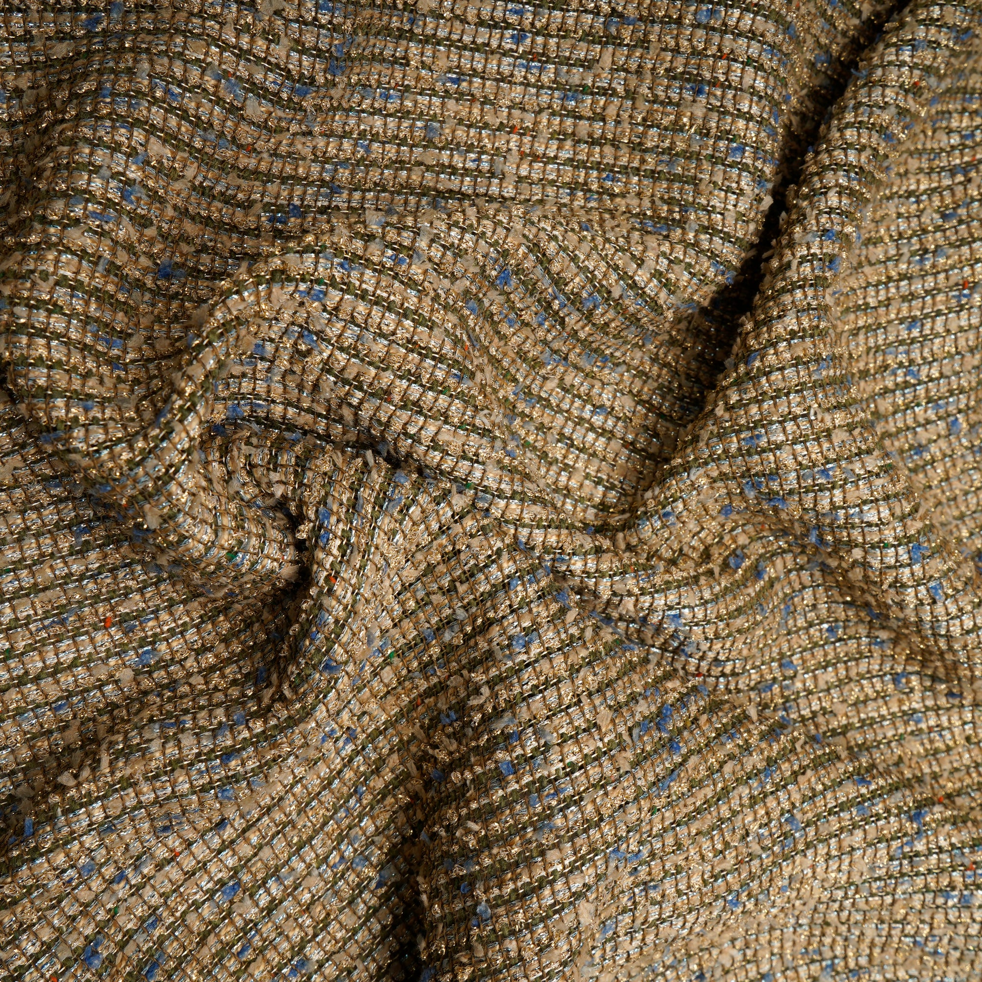 Golden-Green Premium Shimmer Imported Tweed Fabric (60" Width)