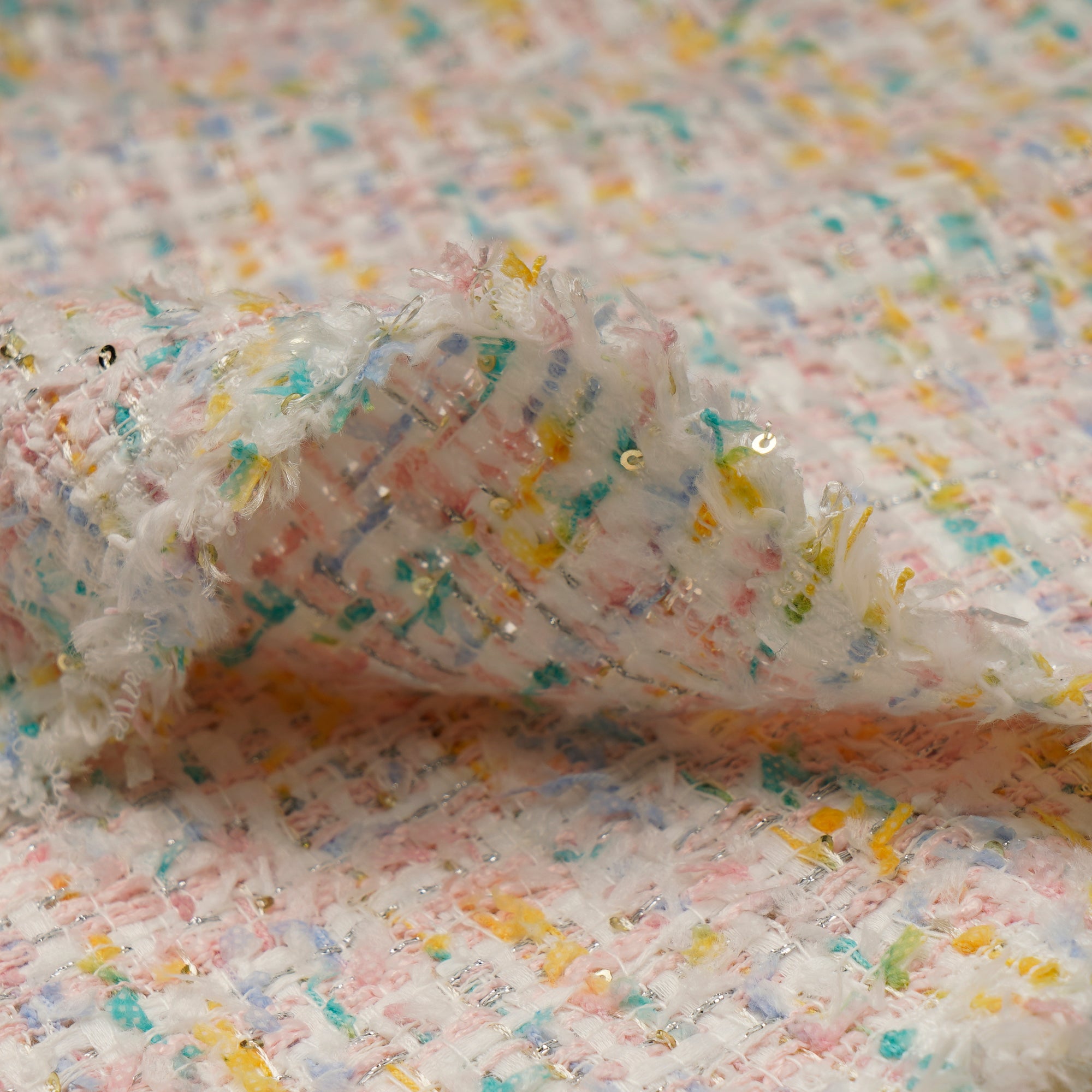 Multi ColorPremium Shimmer Metallic Tweed Fabric (60" Width)