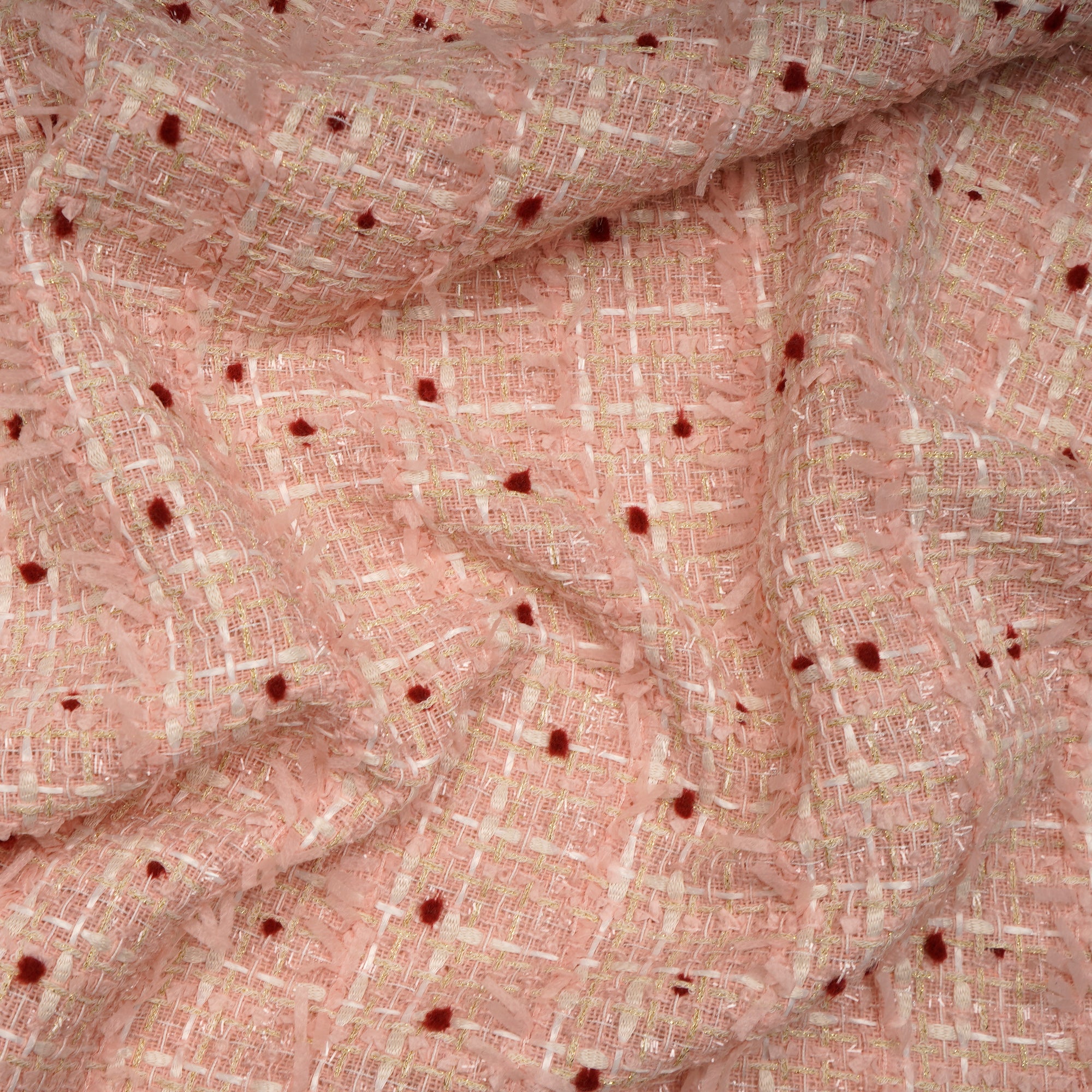 Baby Pink Premium Shimmer Metallic Tweed Fabric (60" Width)