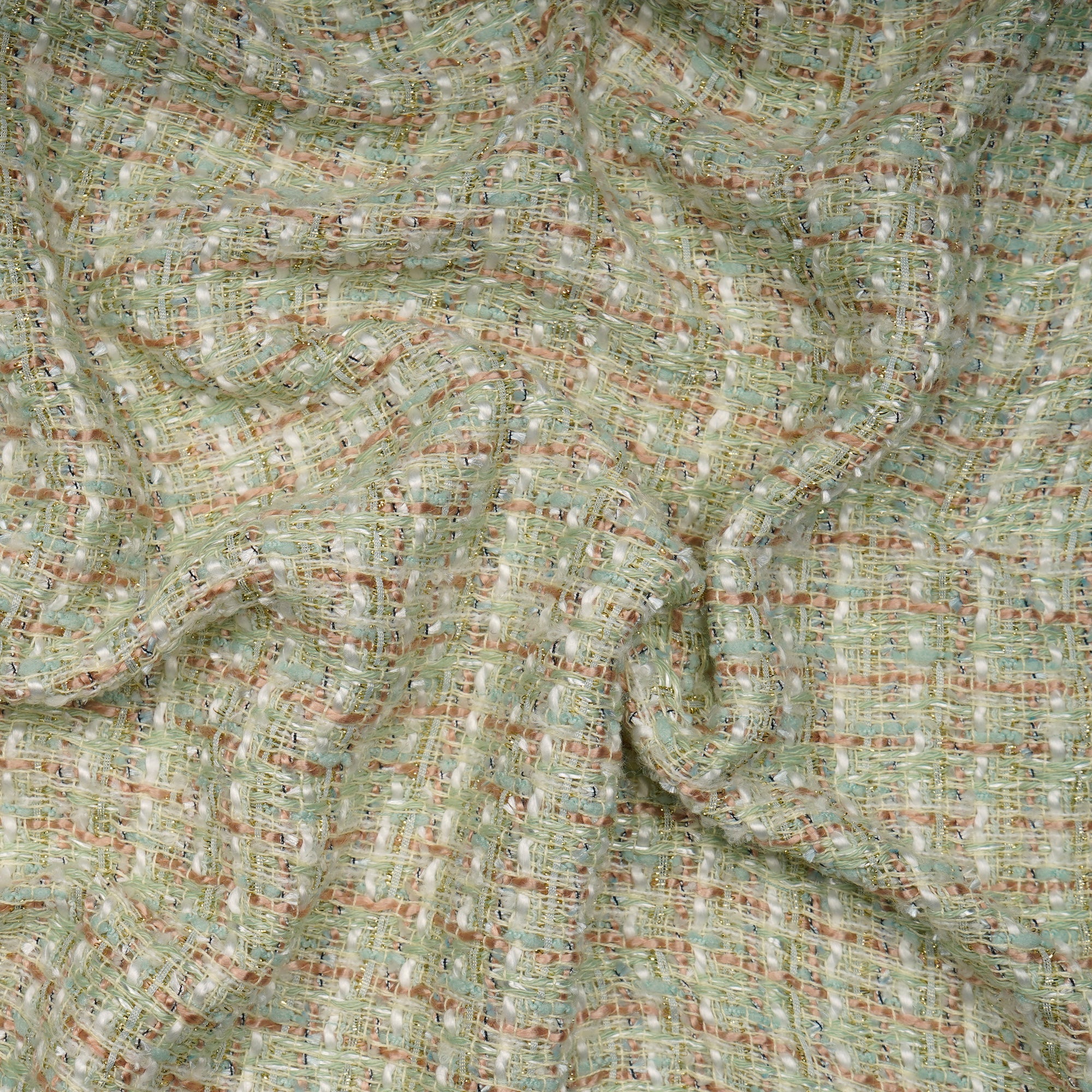 Pista Green Premium Shimmer Metallic Tweed Fabric (60" Width)